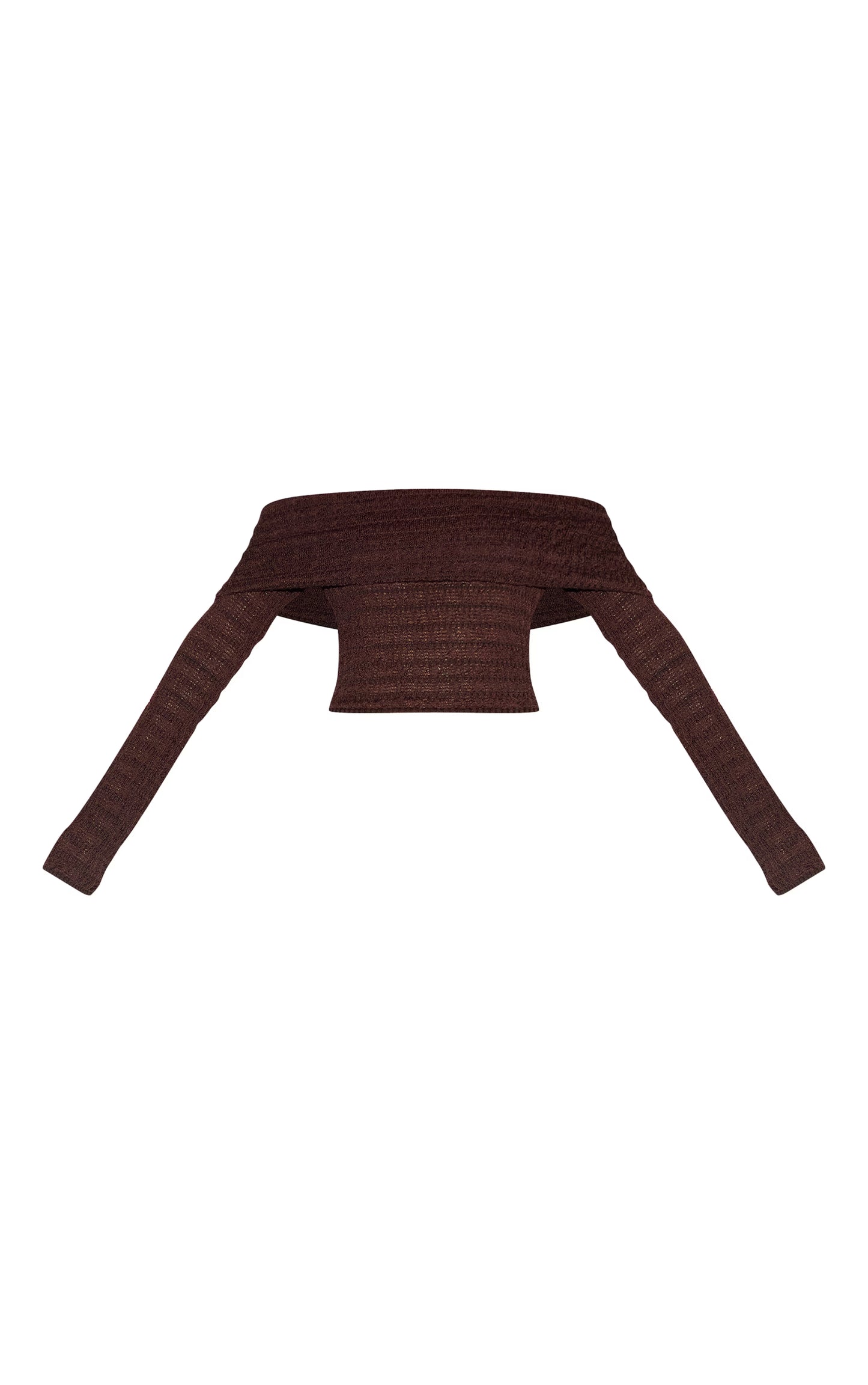 Chocolate Bardot Textured Knit Top