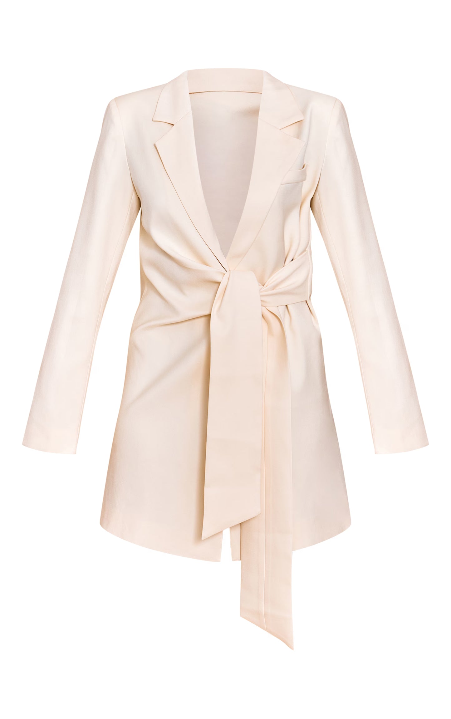 Almond Woven Blazer Side Tie Mini Dress