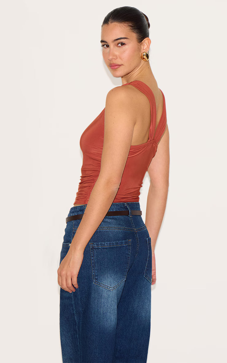 Paprika Asymmetric Strap Detail Vest Top