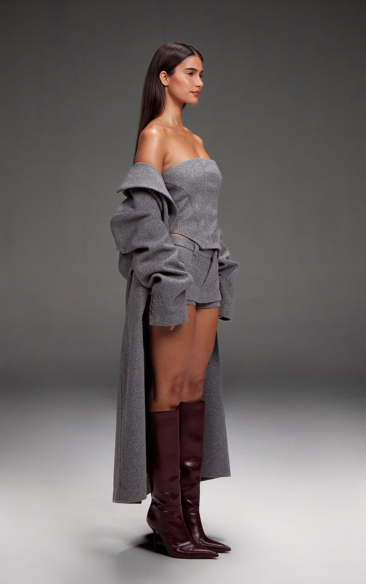 Grey Wool Look Corset