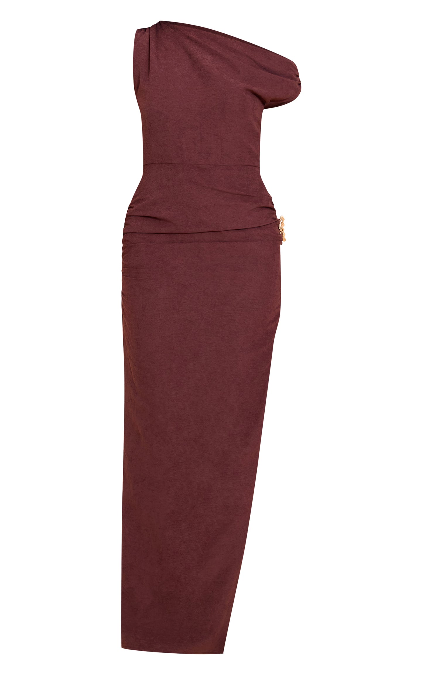 Chocolate Textured Asymmetric Bodycon Midaxi Dress
