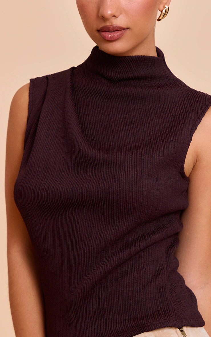 Chocolate Textured Ruched Detail Long Top