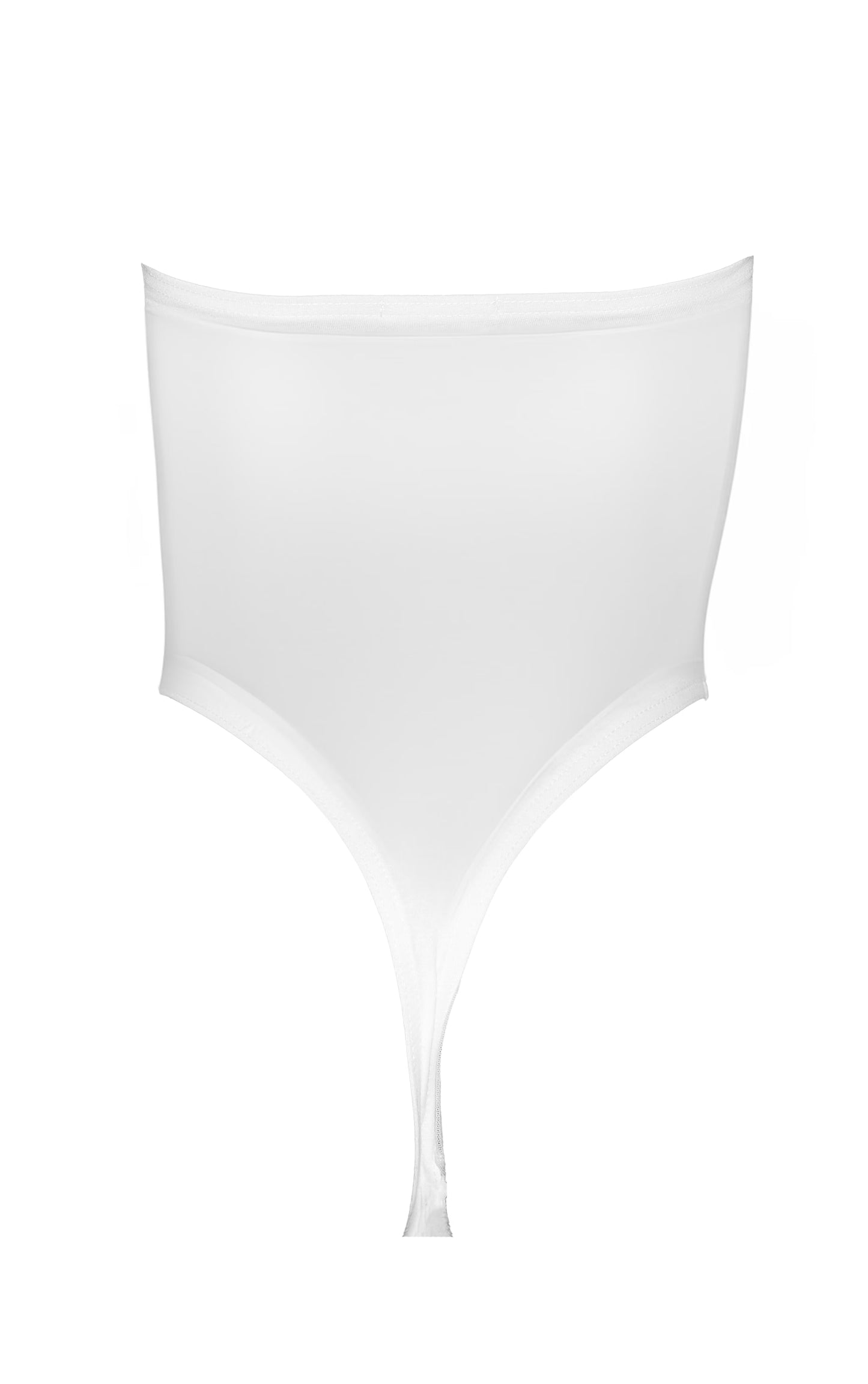 Basic White Cotton Blend Bandeau Bodysuit