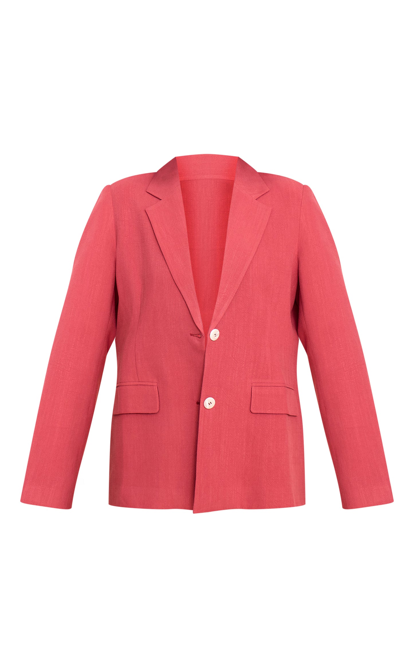 Dark Red Tailored Linen Oversized Blazer