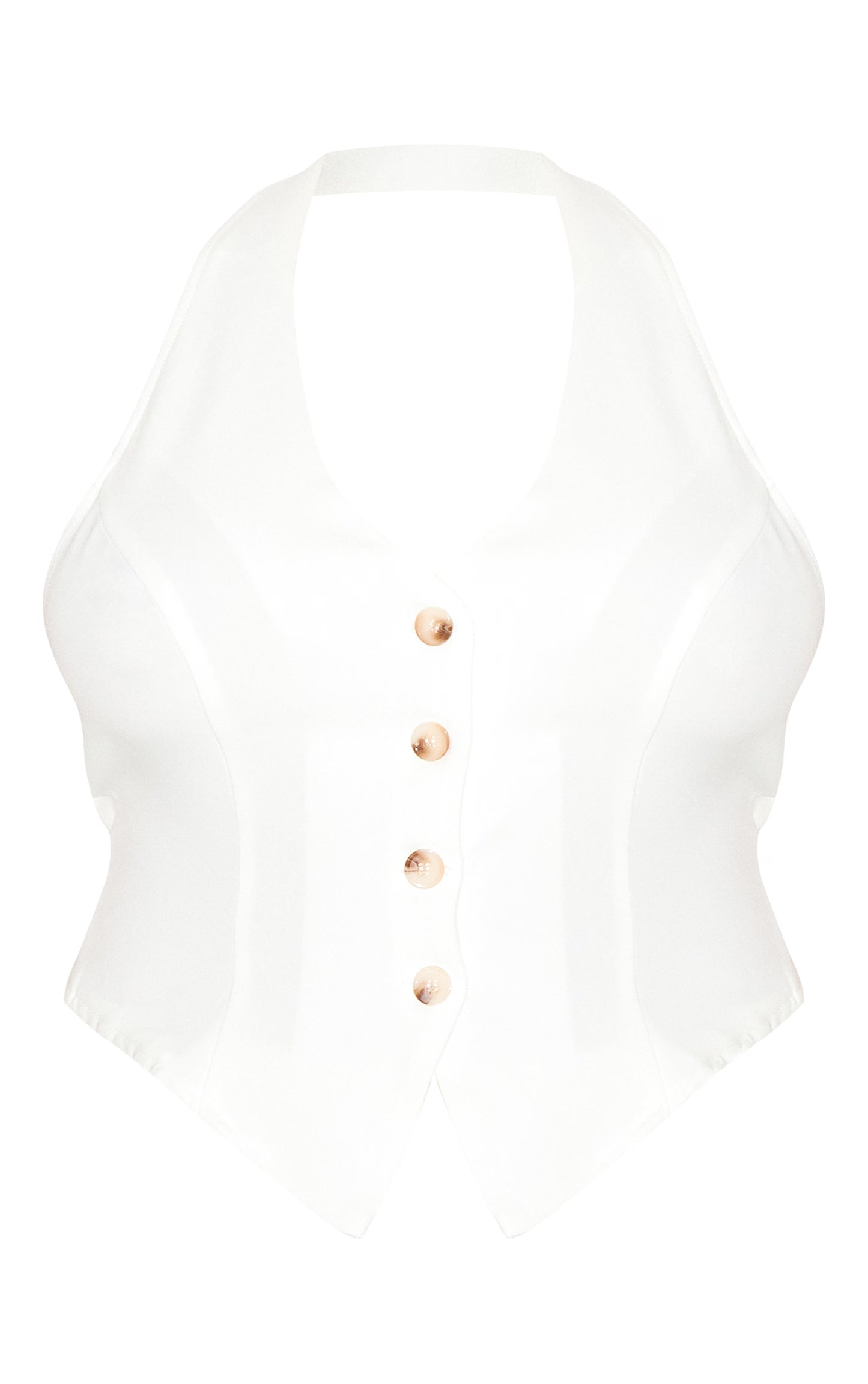 Plus White Tailored Woven Backless Halterneck Vest