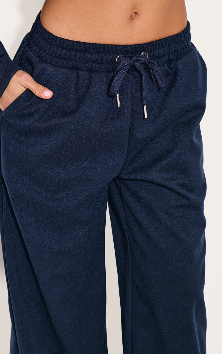 Navy Heavy Brushed Wide Leg Pants