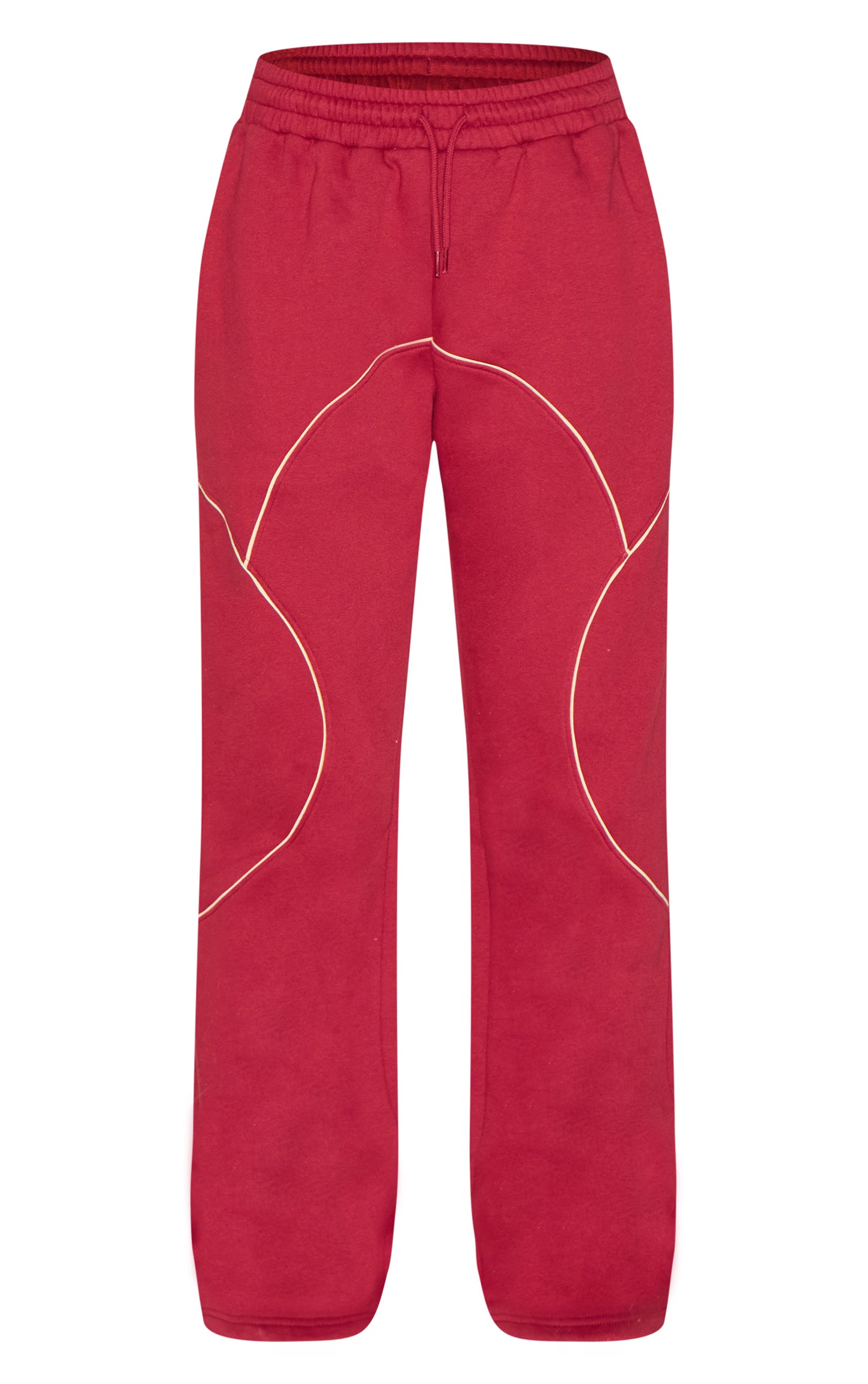 Red Oversized Contrast Piping Straight Leg Sweatpants