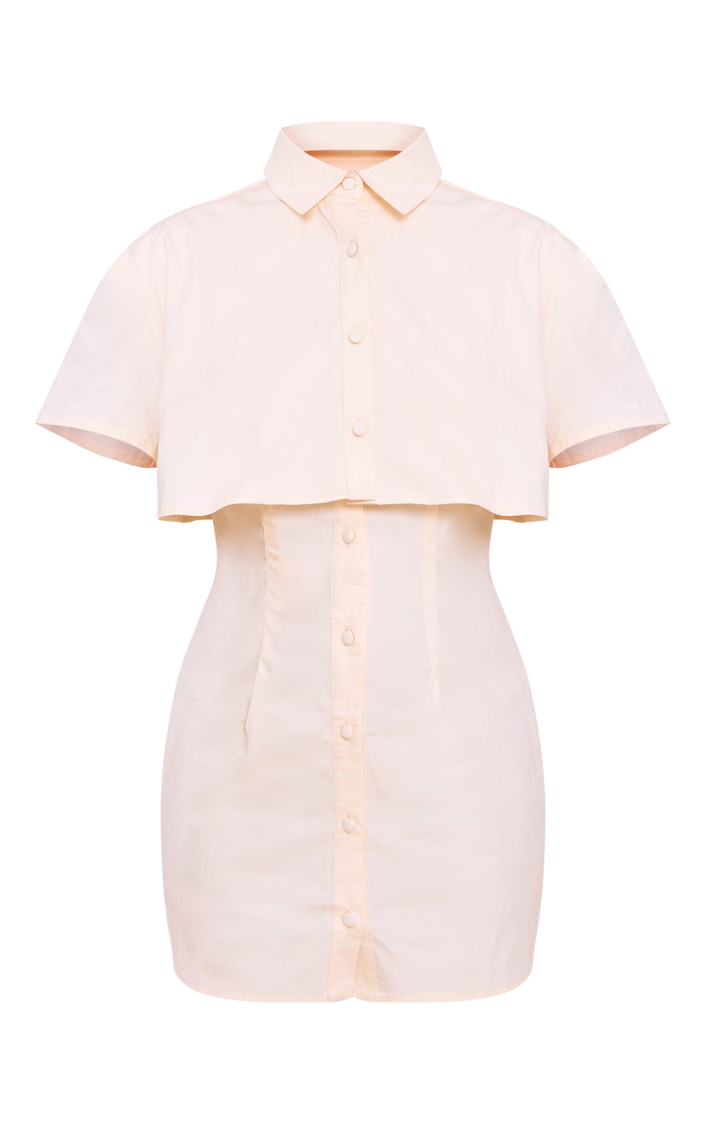 Cream Overlay Detail Shift Dress