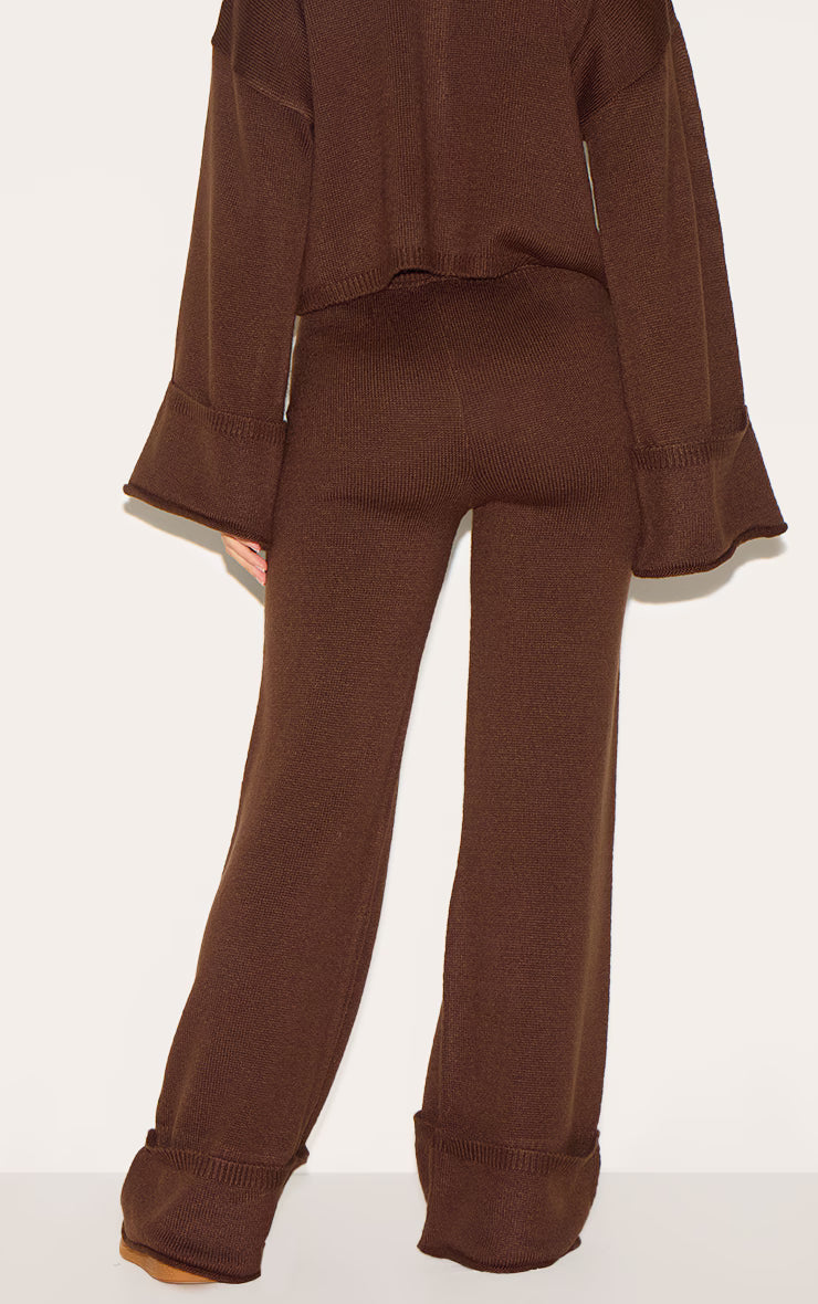 Chocolate Turn Up Hem Knit Pants