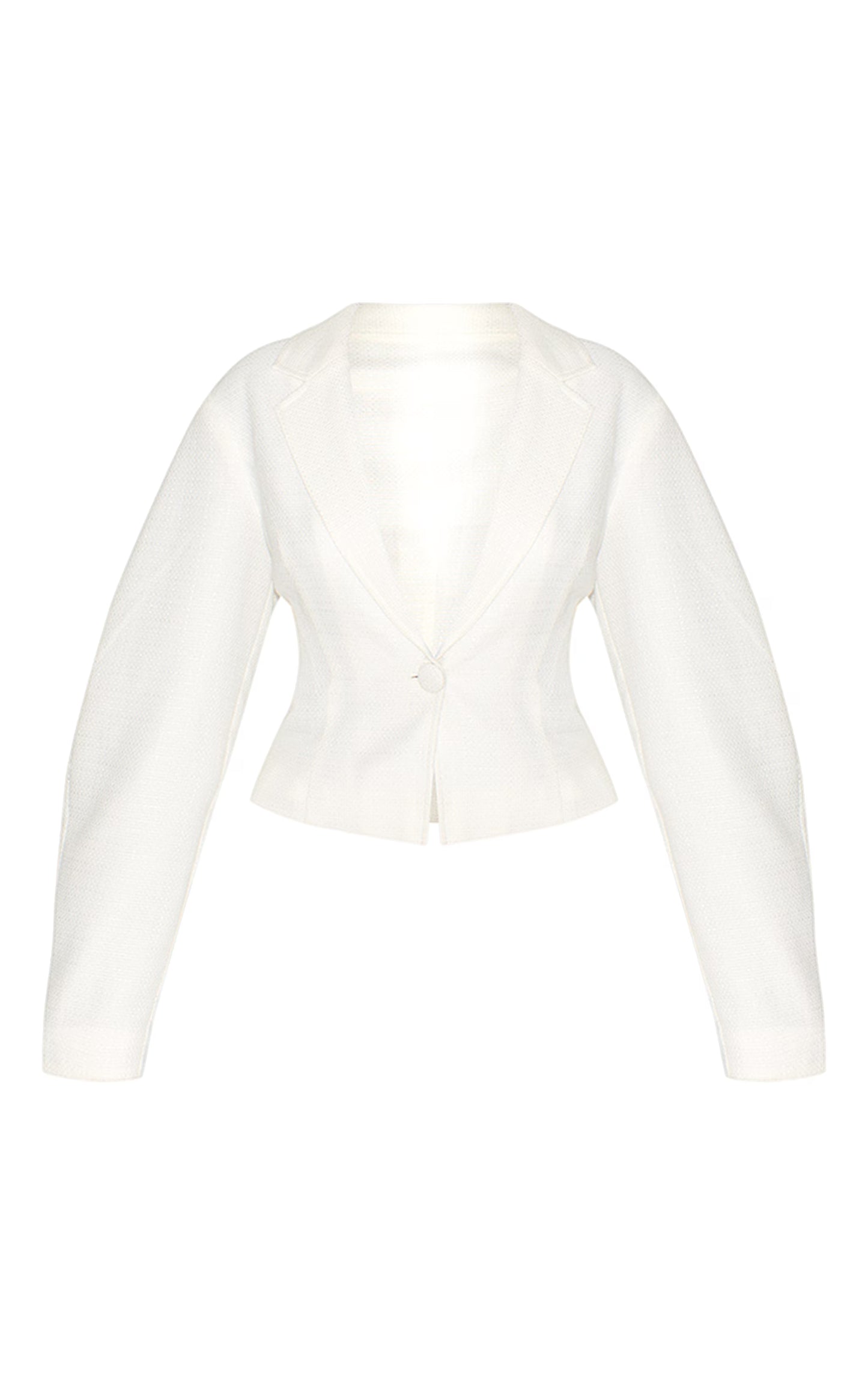 Cream Boucle Cinched Waist Blazer