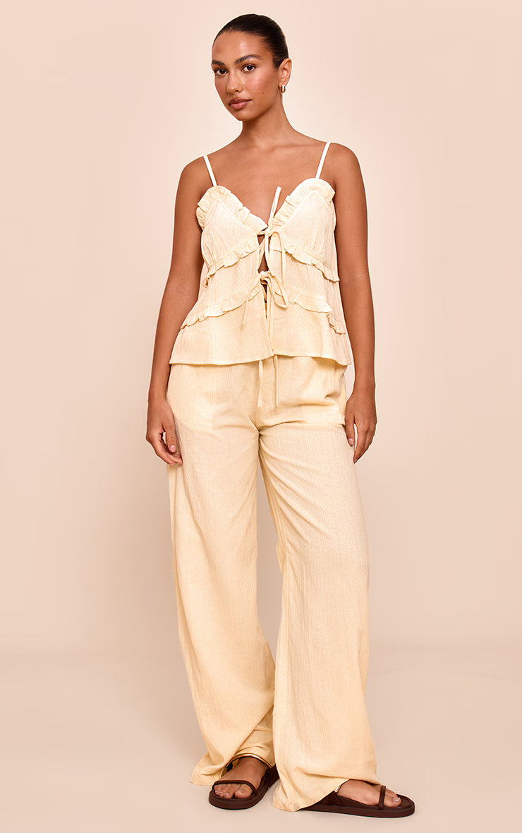 Butter Yellow Textured Strappy Cami Top