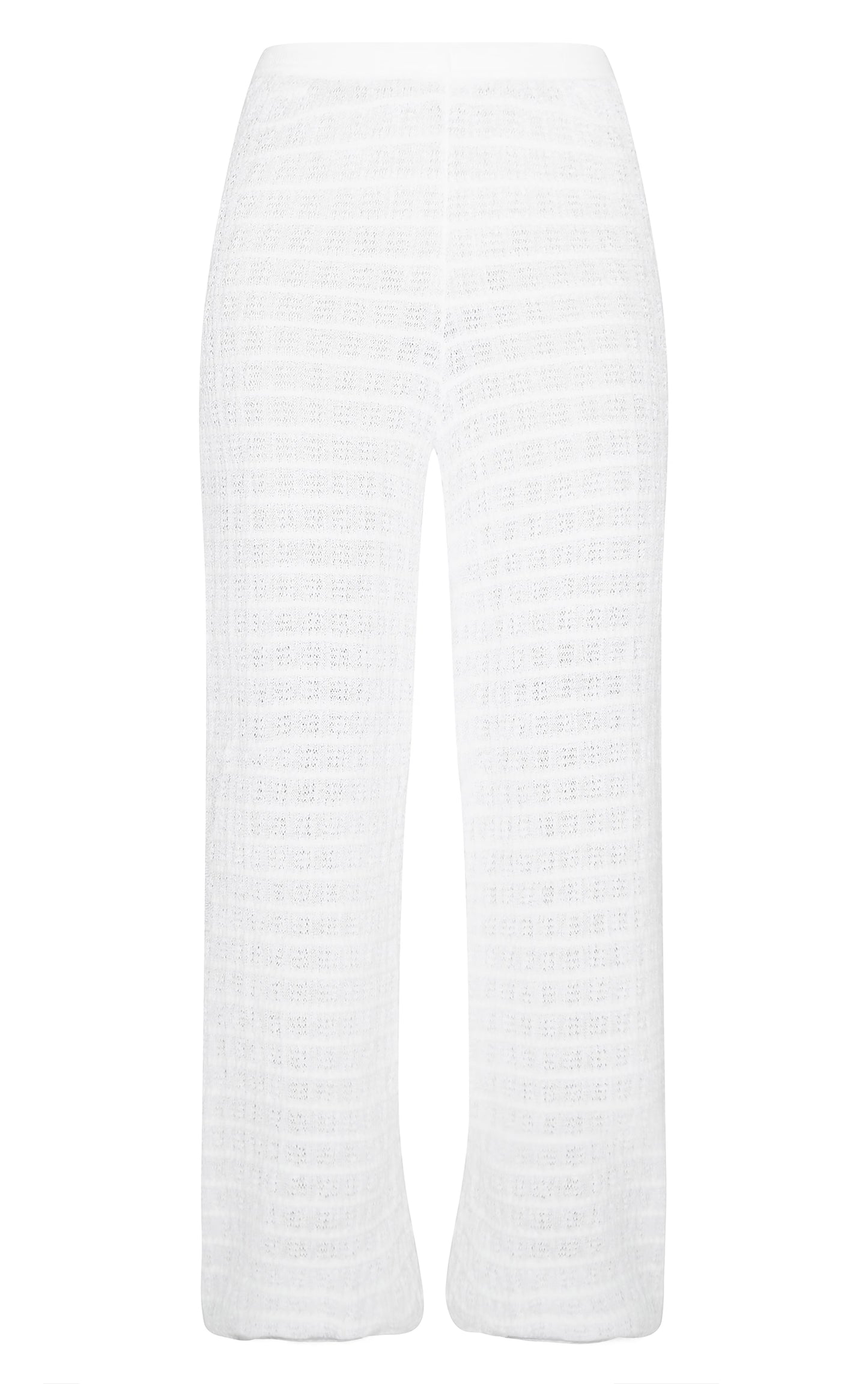 White Textured Knit Pant