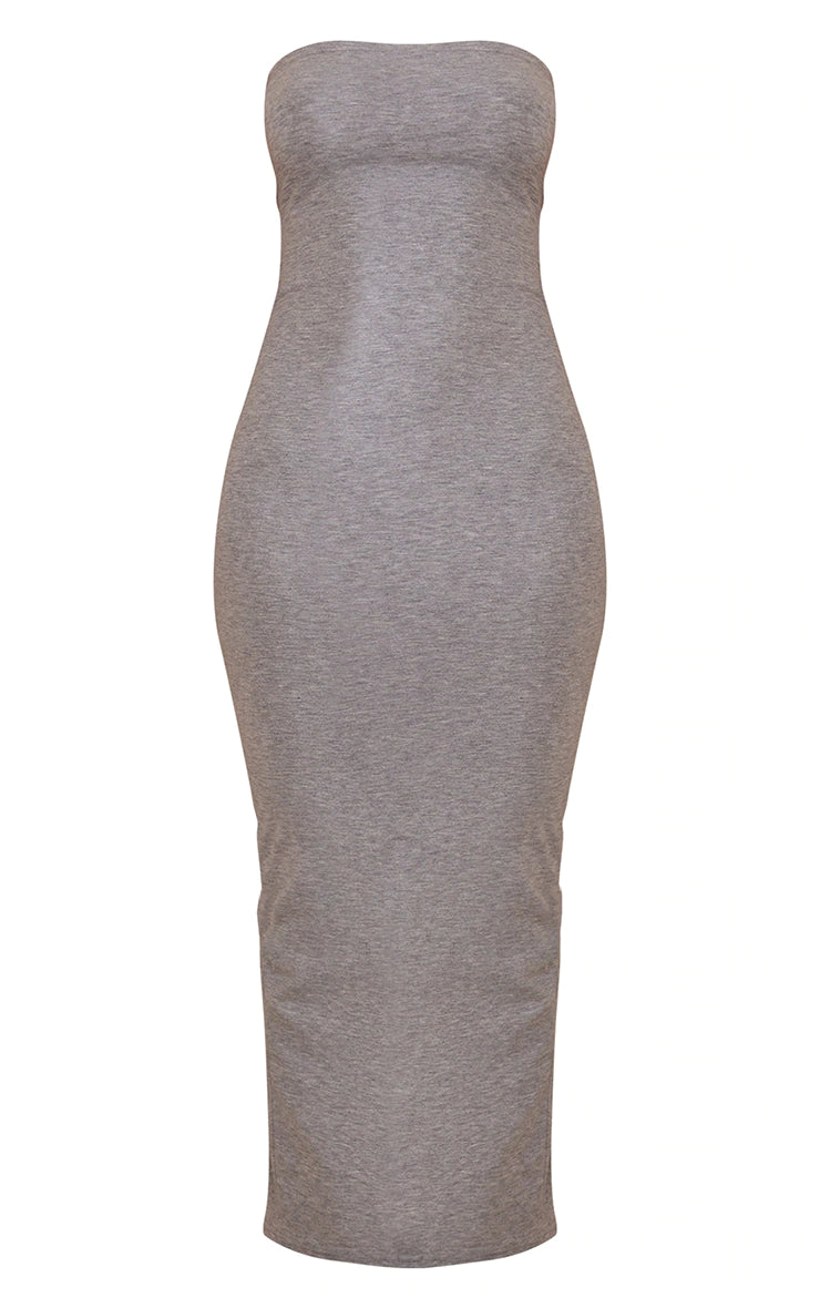 Grey Marl Bandeau Maxi Dress