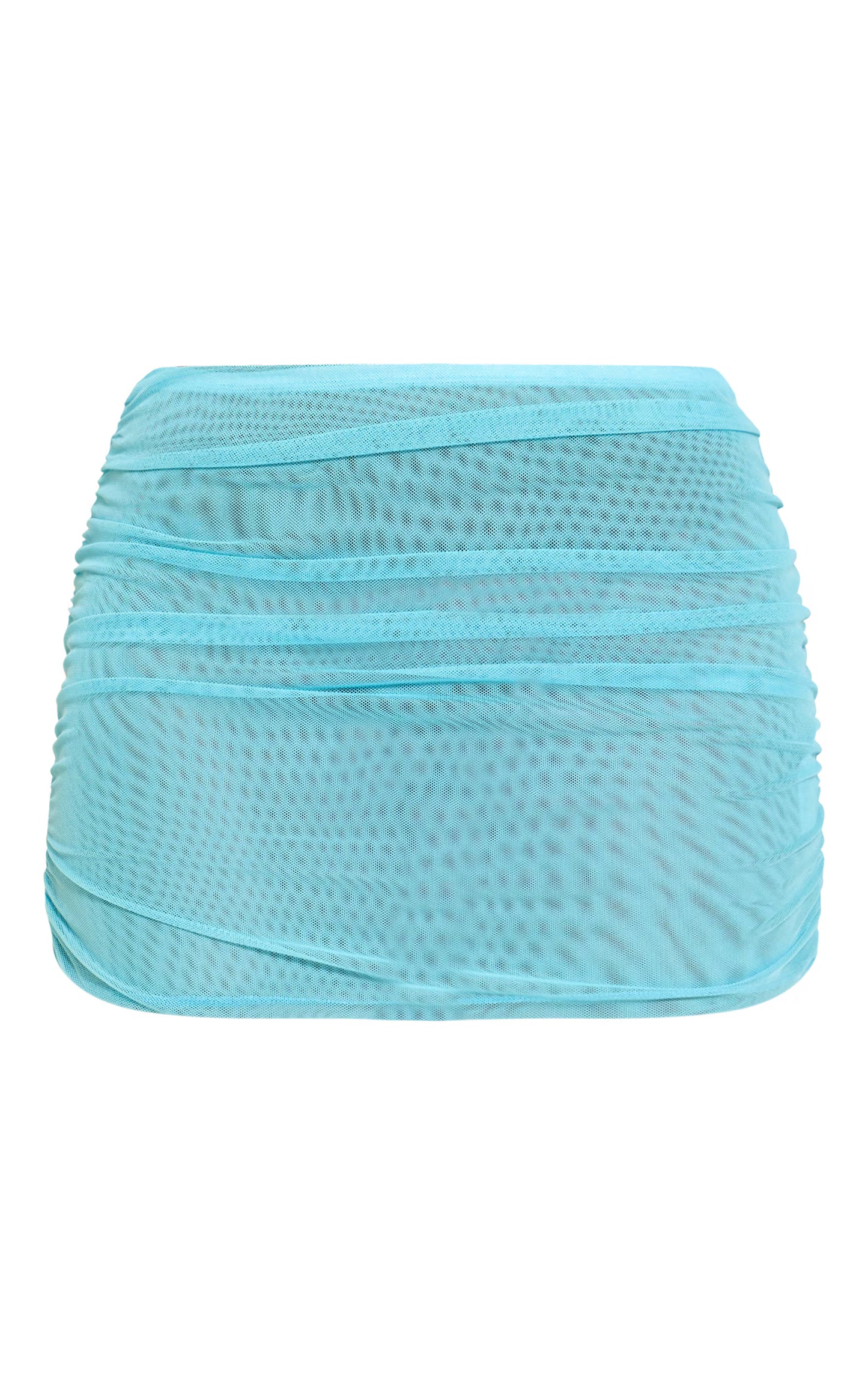 Aqua Mesh Ruched Mini Skirt