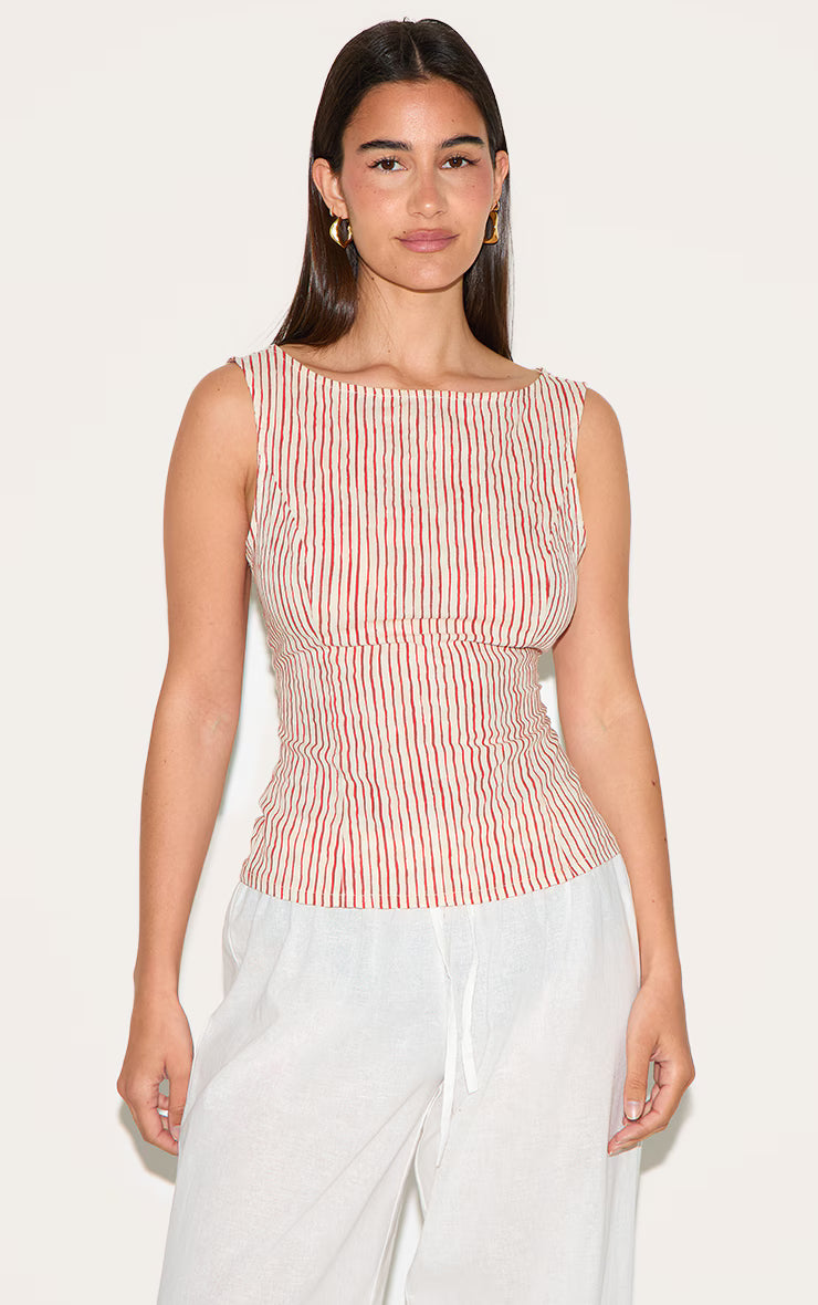 Red Striped Long Top