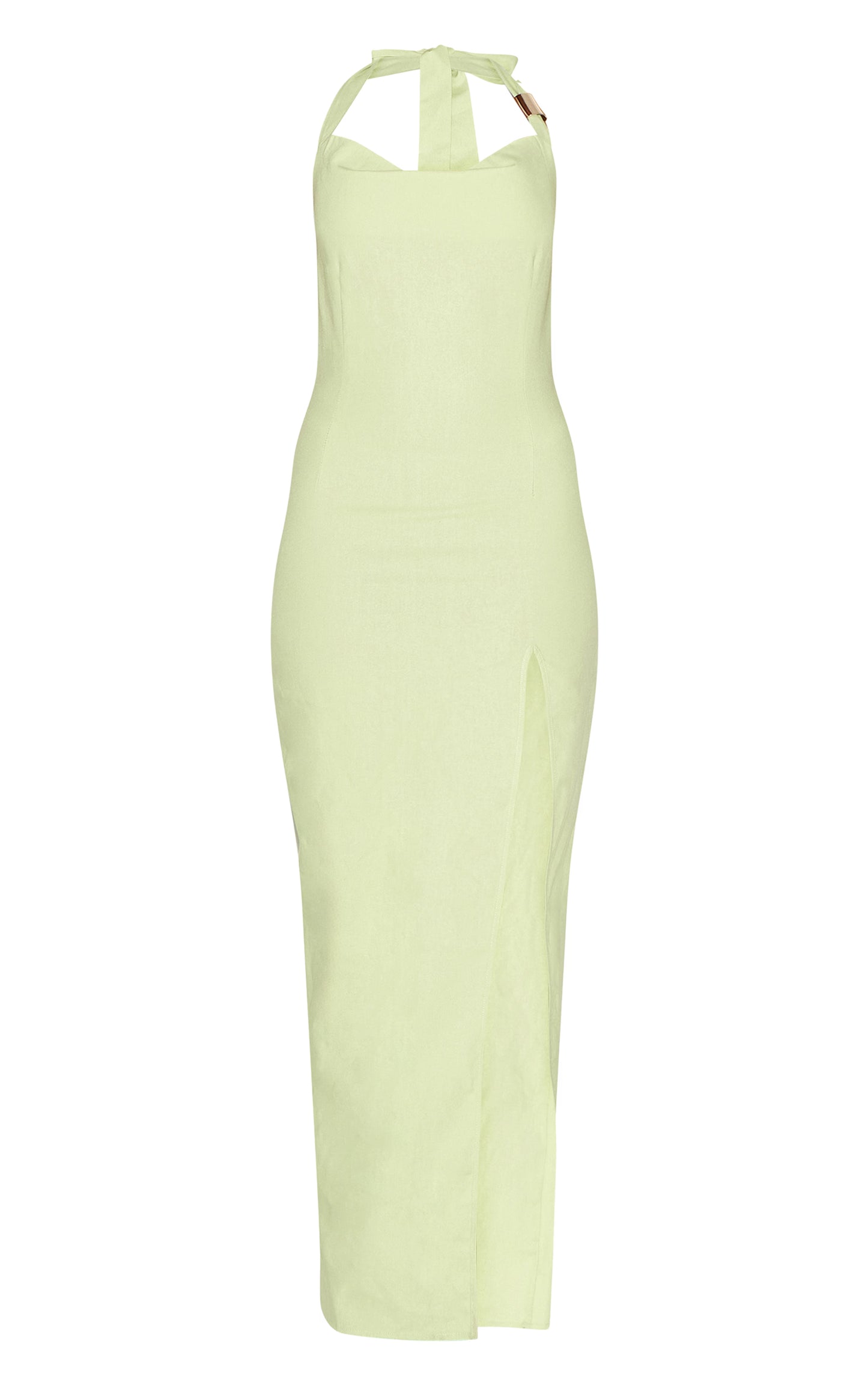 Pale Lime Woven Halterneck Maxi Dress