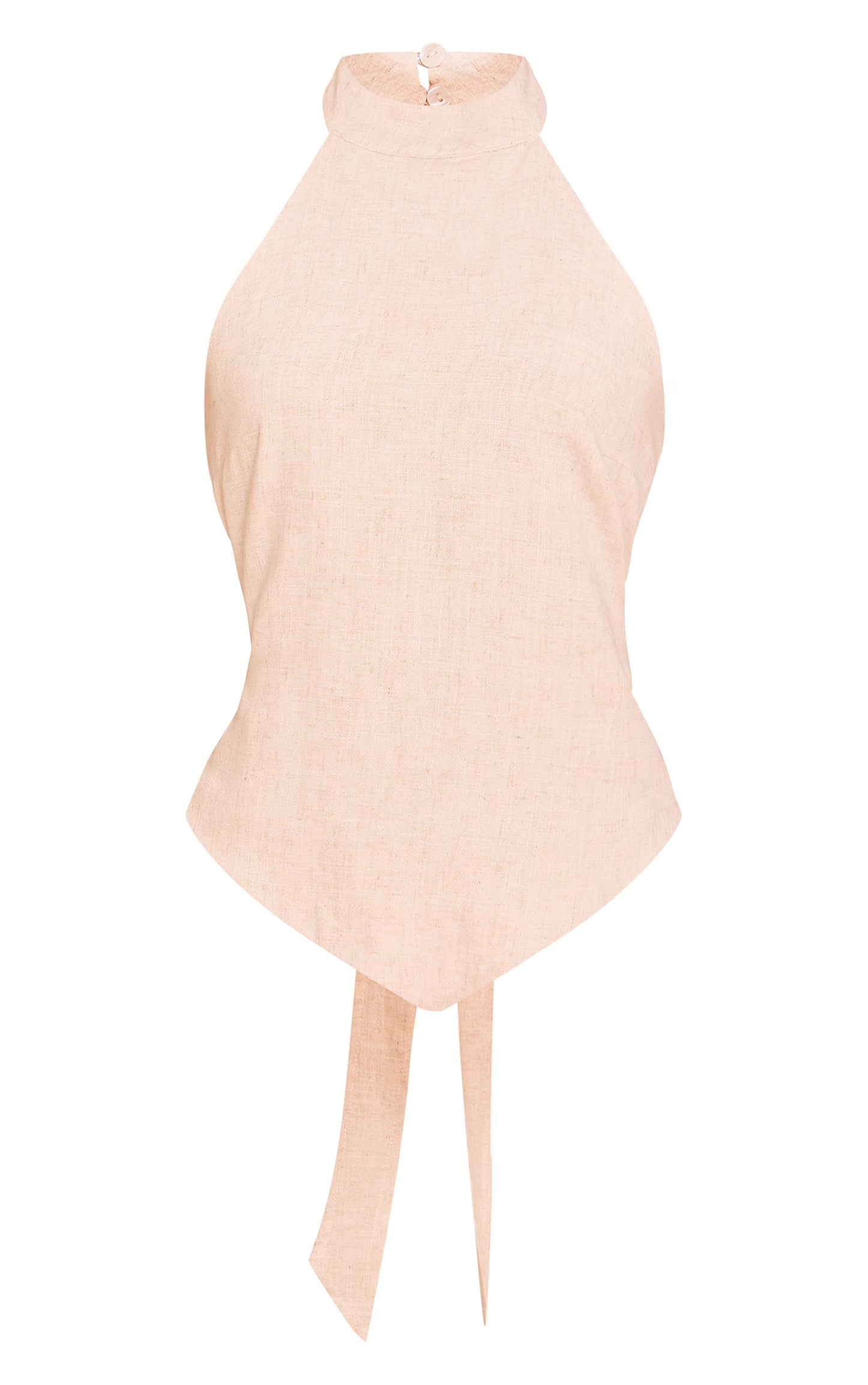Natural Textured Halterneck Tie Back Top