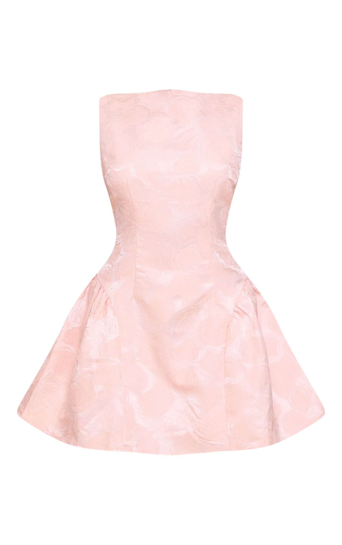 Baby Pink Floral Jacquard Boat Neck Shift Dress