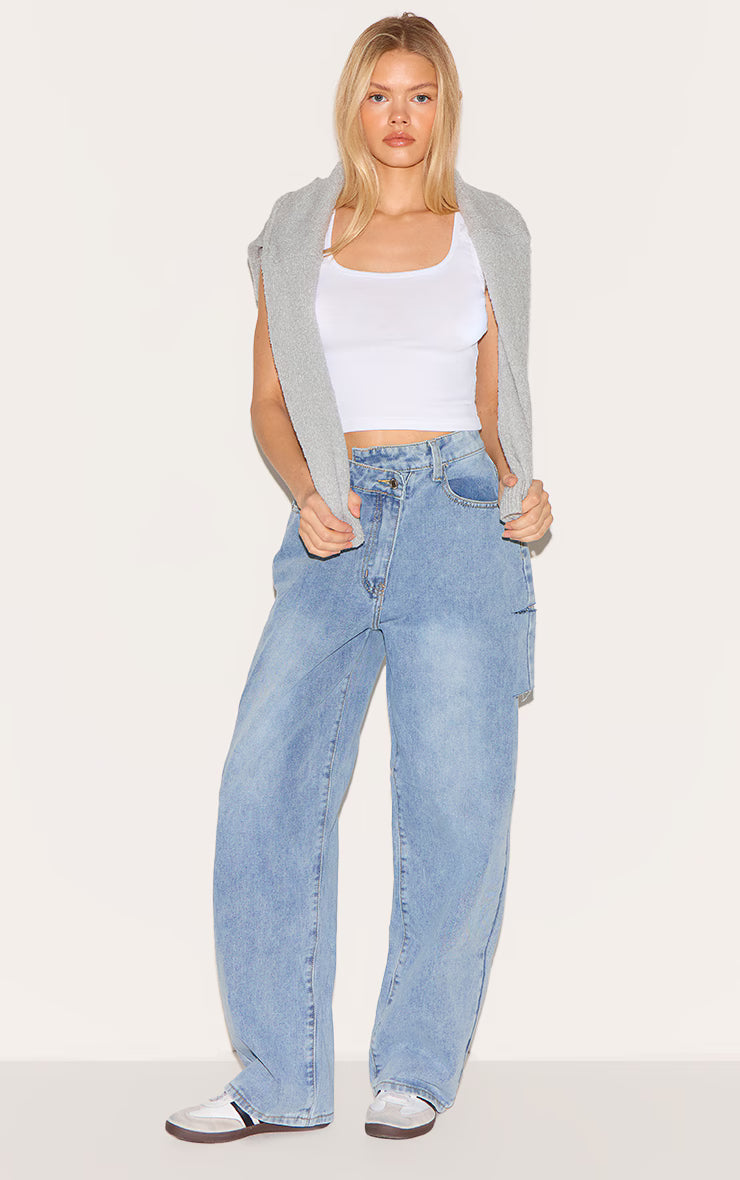 White Rib Scoop Neck Vest