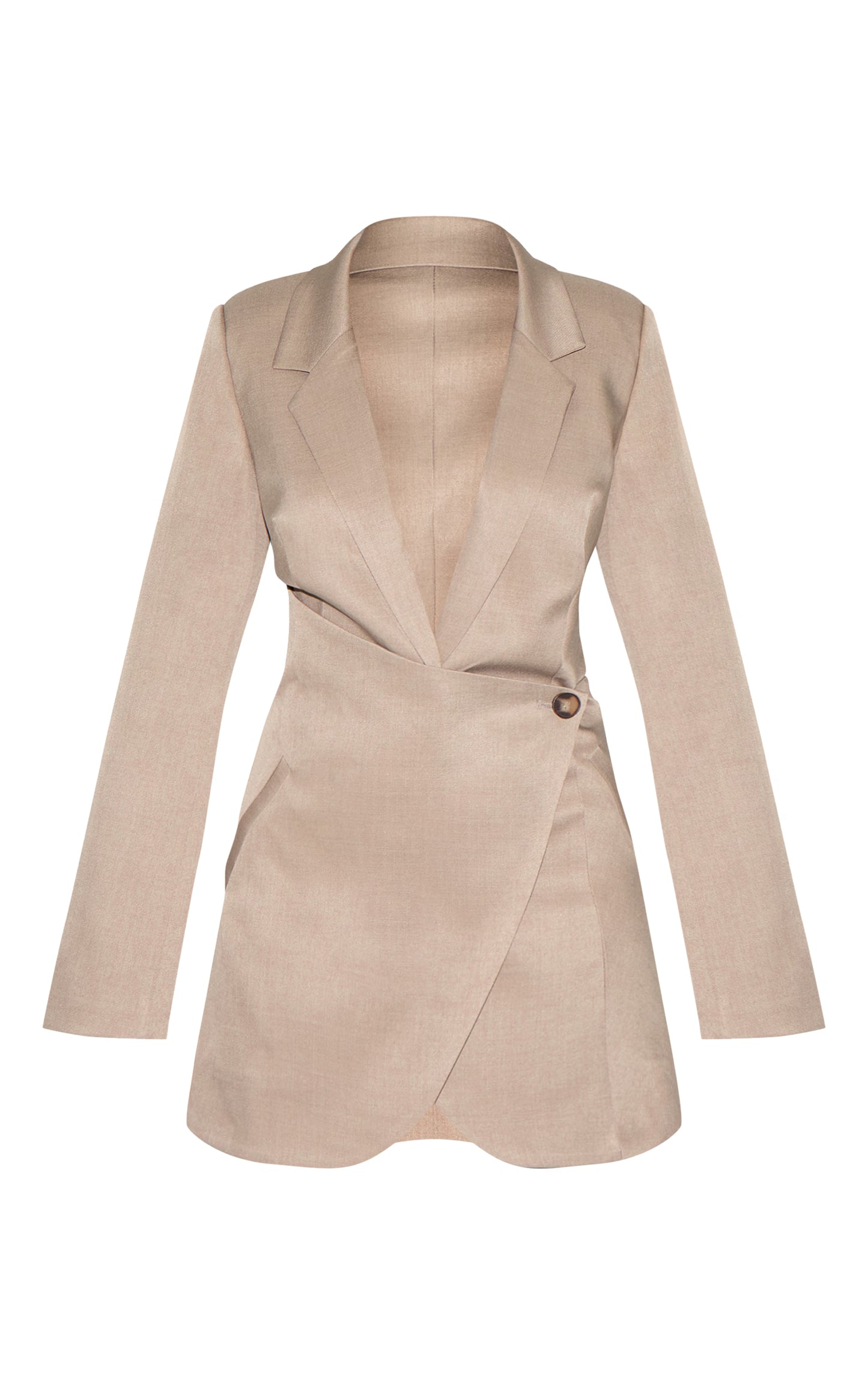Taupe Woven Wrap Skirt Blazer Dress