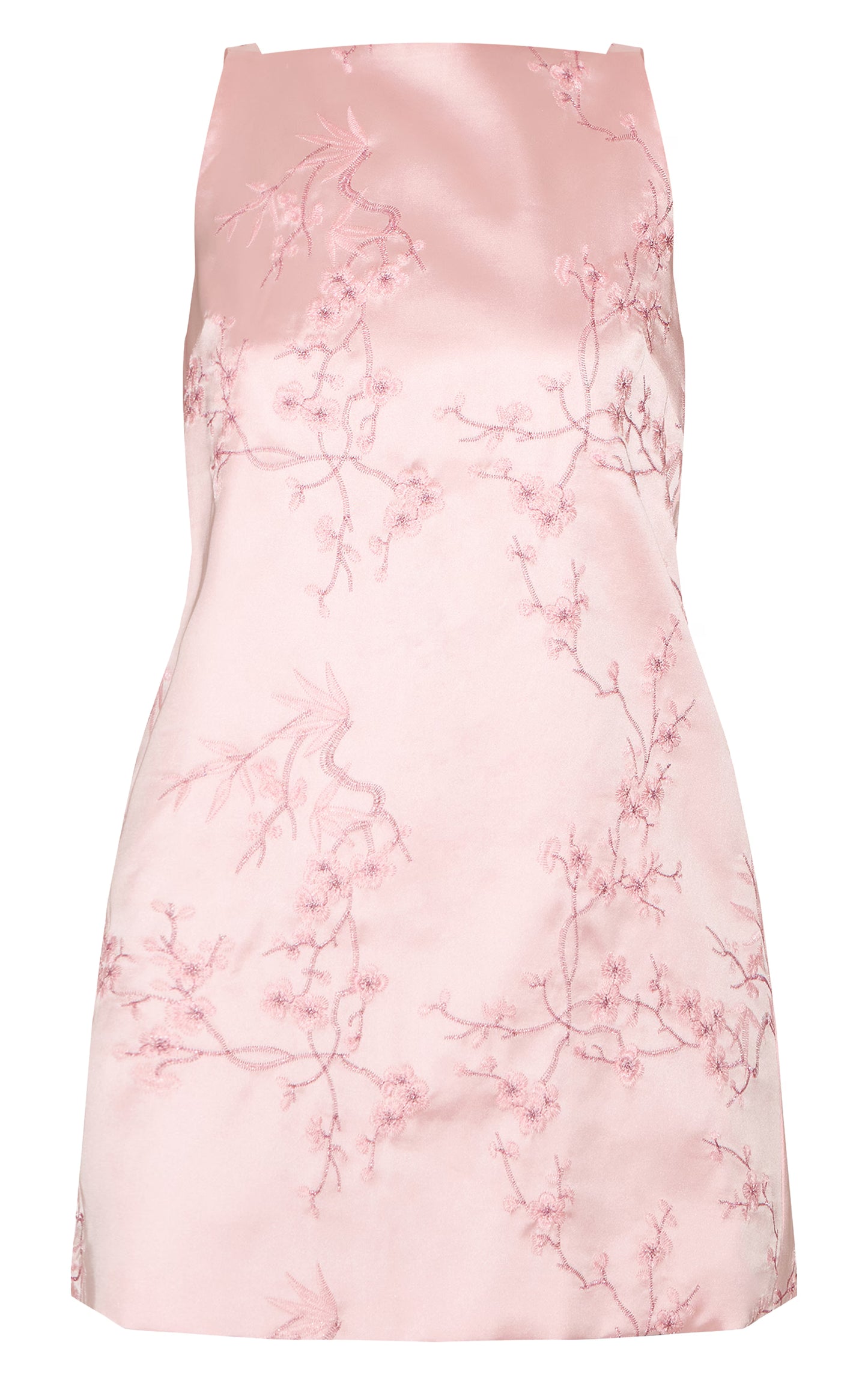 Pastel Pink Floral Embroidered A-line Mini Shift Dress