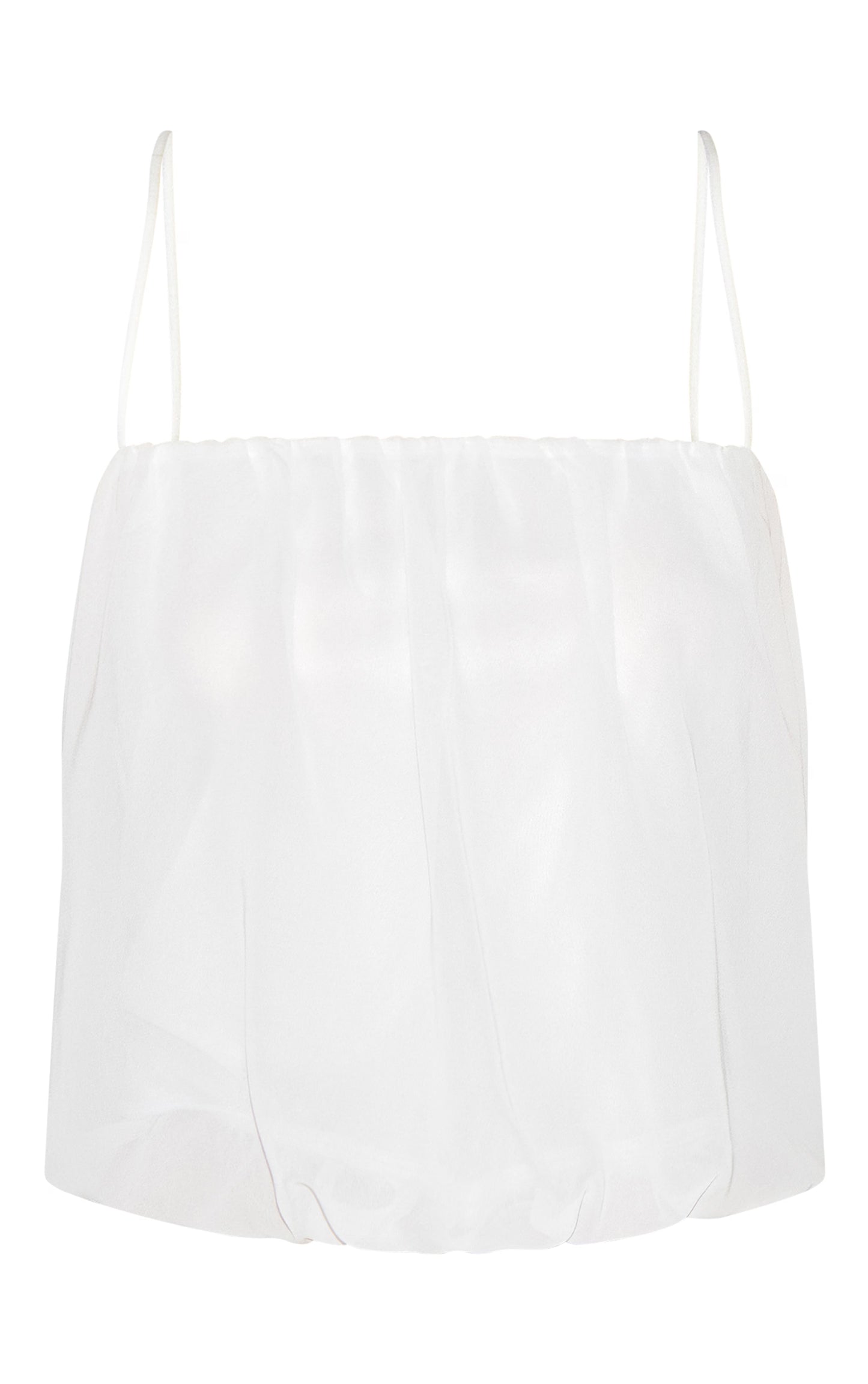 Ivory Chiffon Spaghetti Strap Puffball Top
