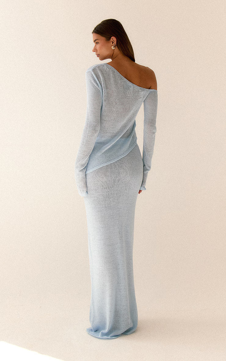 Blue Filigree Maxi Skirt