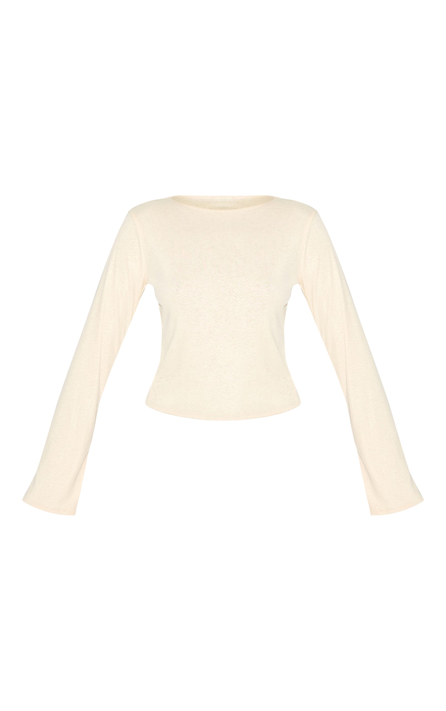Almond Onion Skin Boatneck Flute Sleeve Long Top
