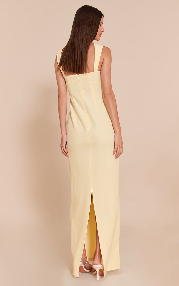 Butter Yellow Tailored Woven Strappy Maxi Dress
