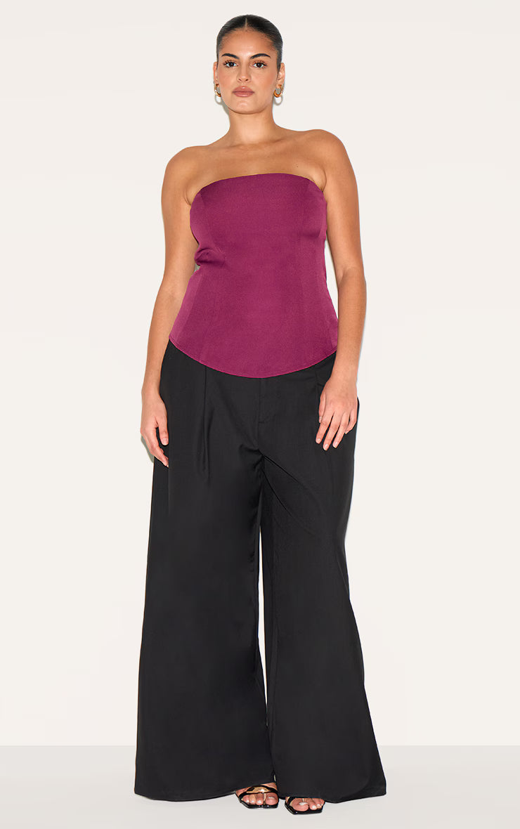 Plus Wine Peplum Bandeau