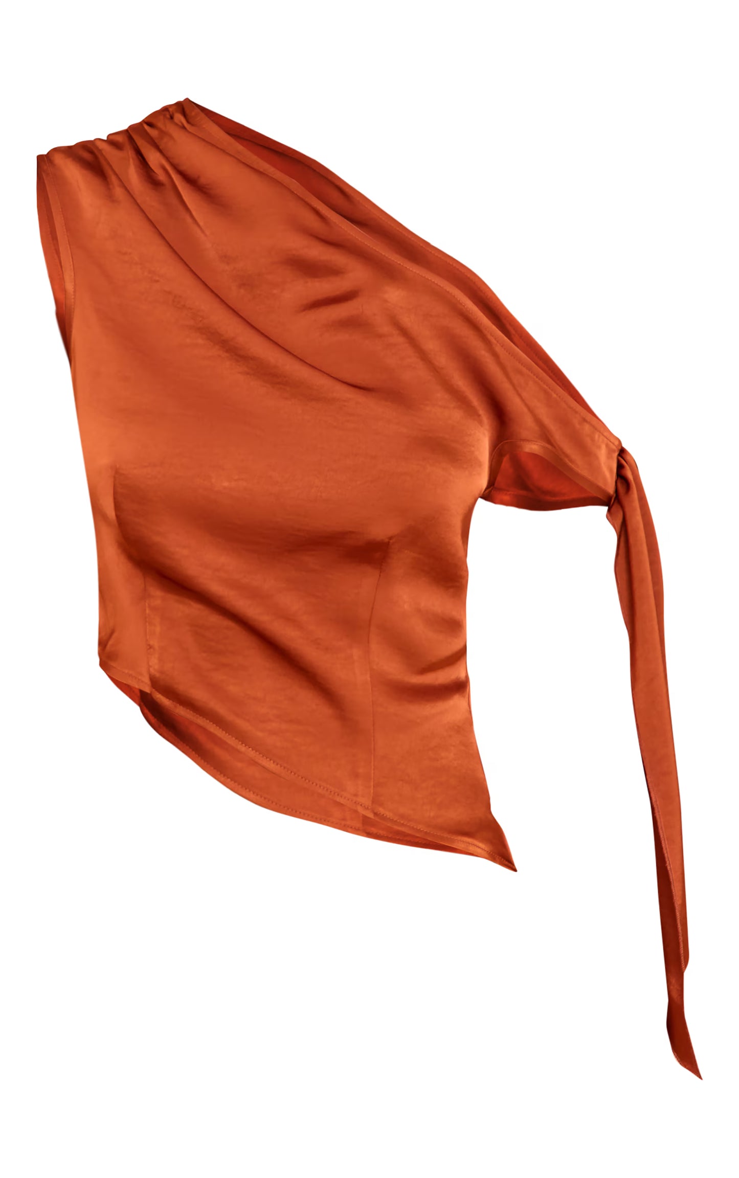 Rust Tie Shoulder Satin Top
