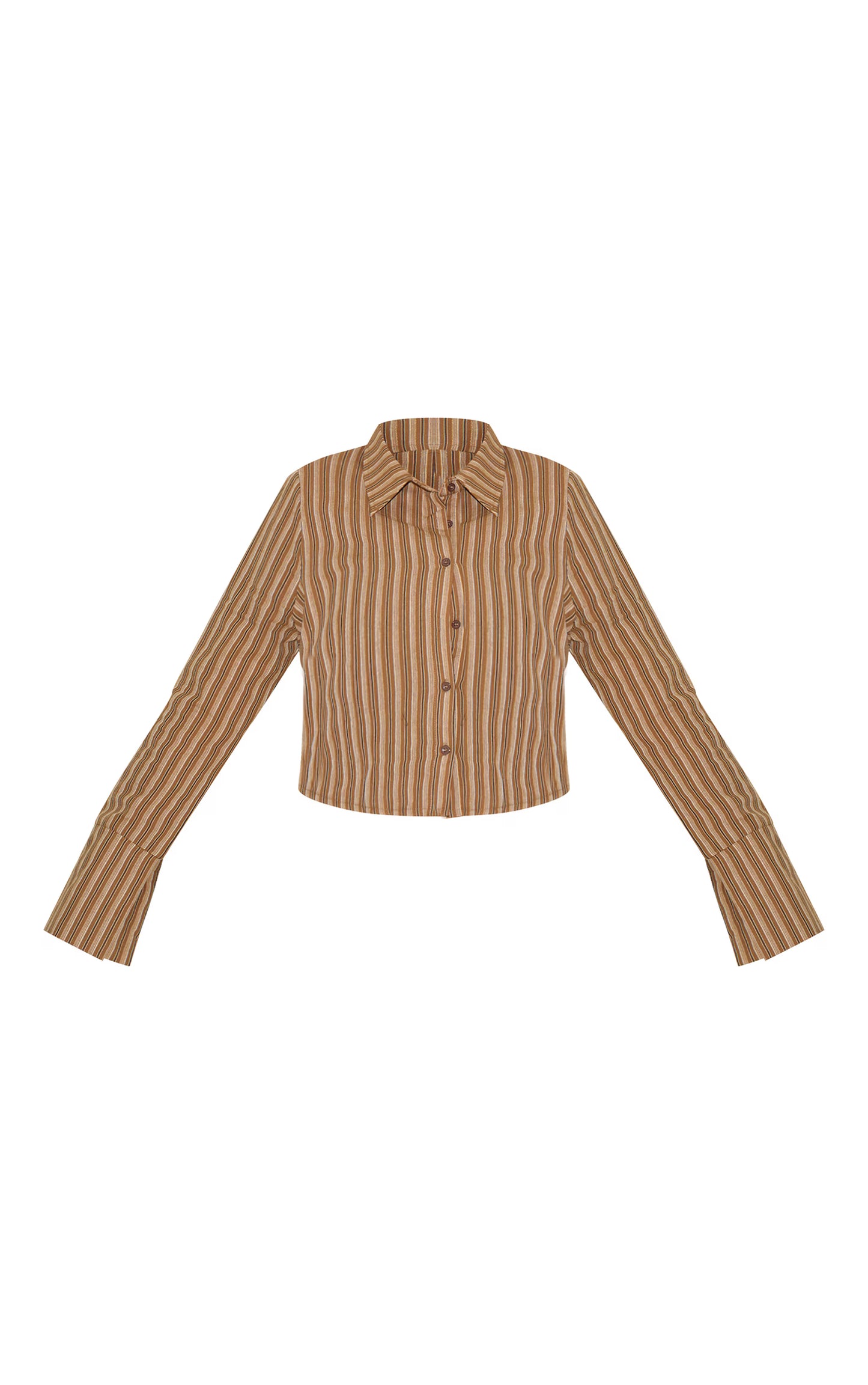 Plus Brown Pinstripe Fitted Shirt