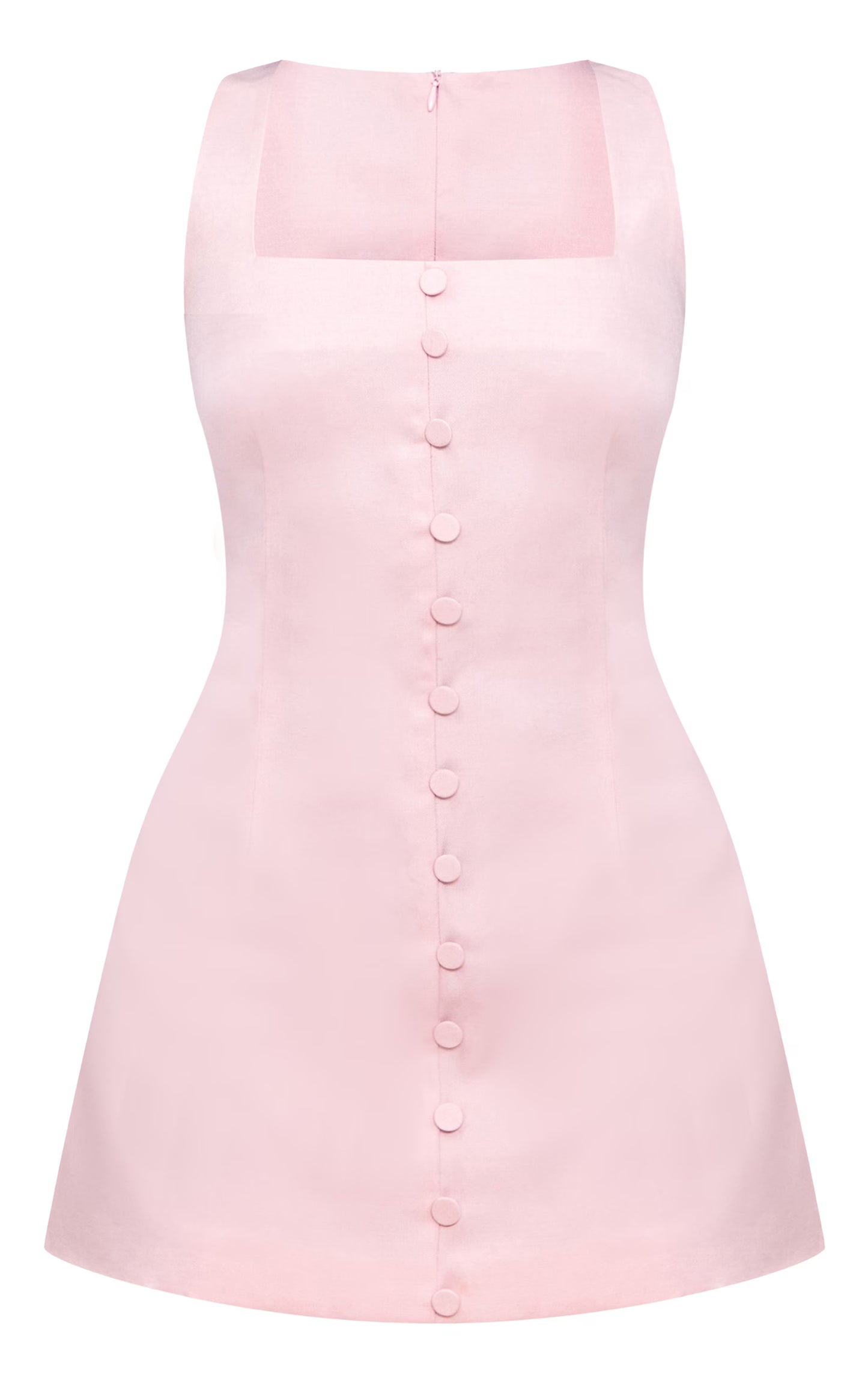 Pink Woven Button Detail Shift Mini Dress