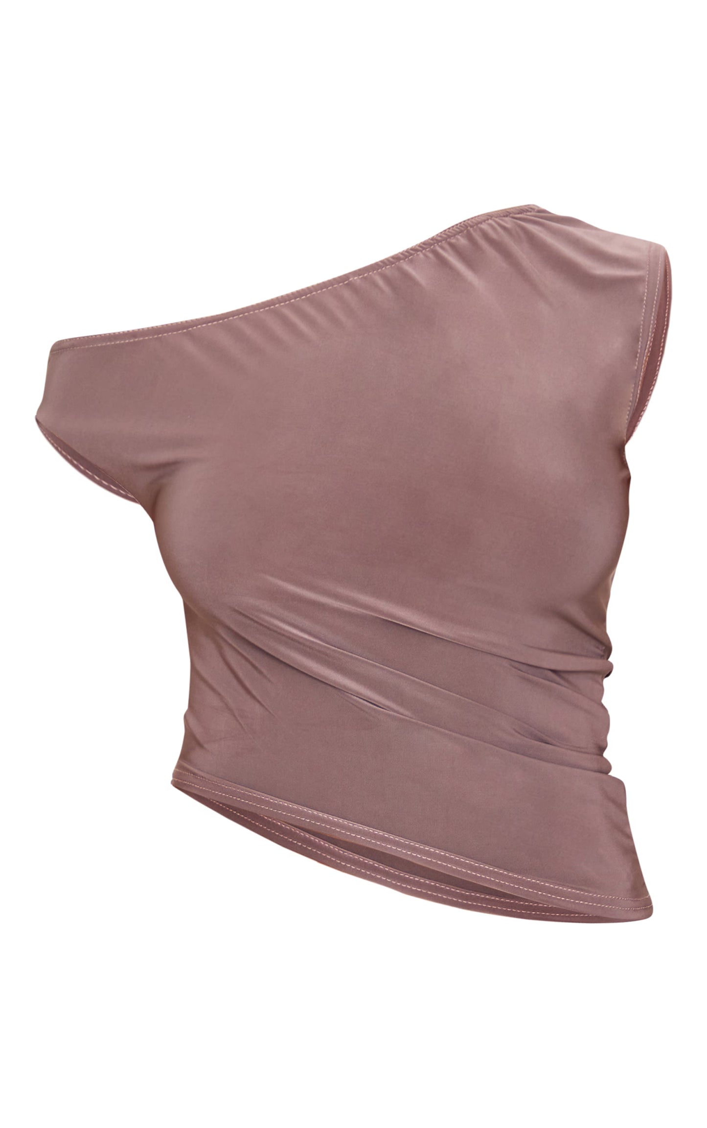 Light Brown Slinky Asymmetric Long Top