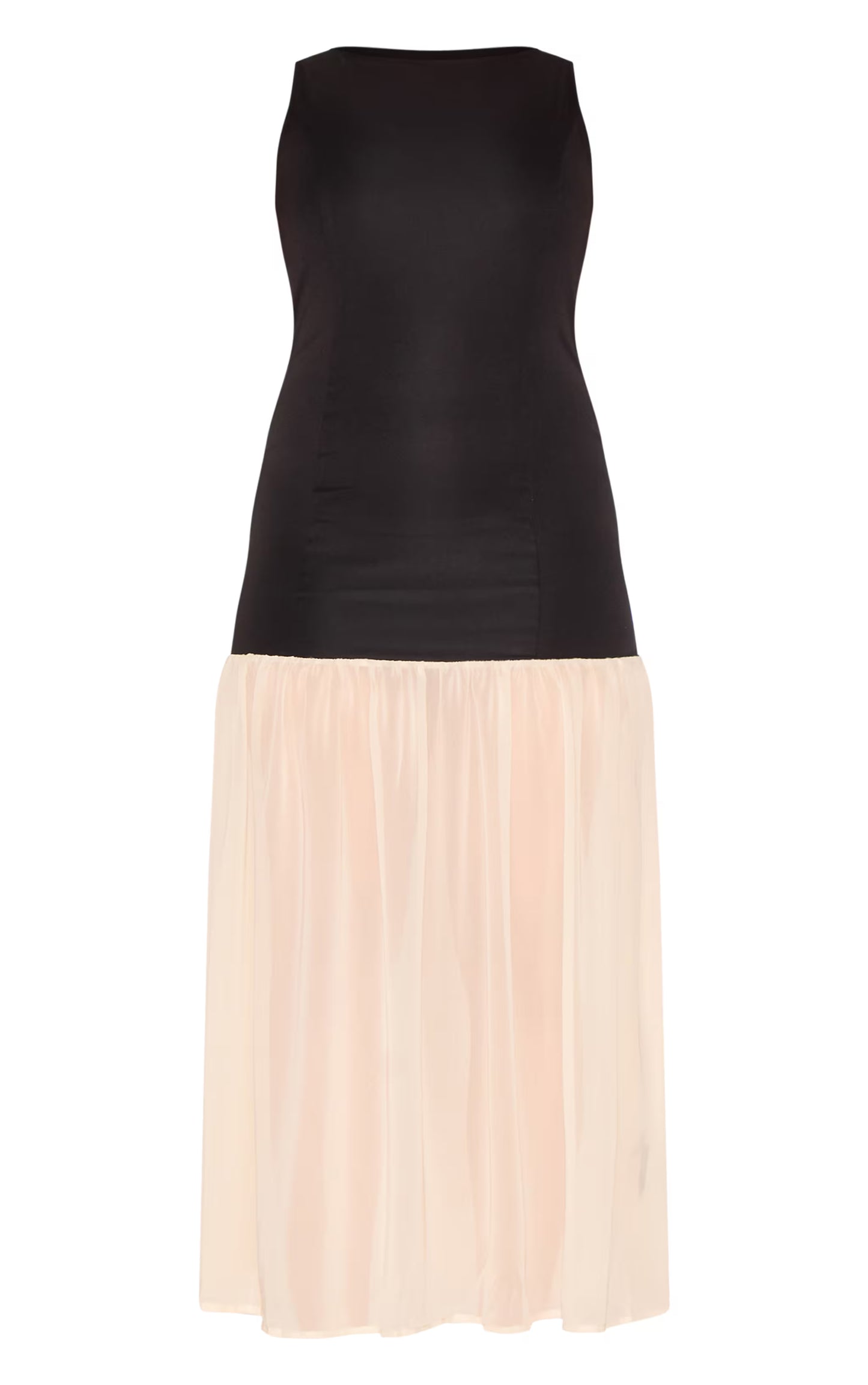 Shape Black Boat Neck Dropped Waist Maxi Dress