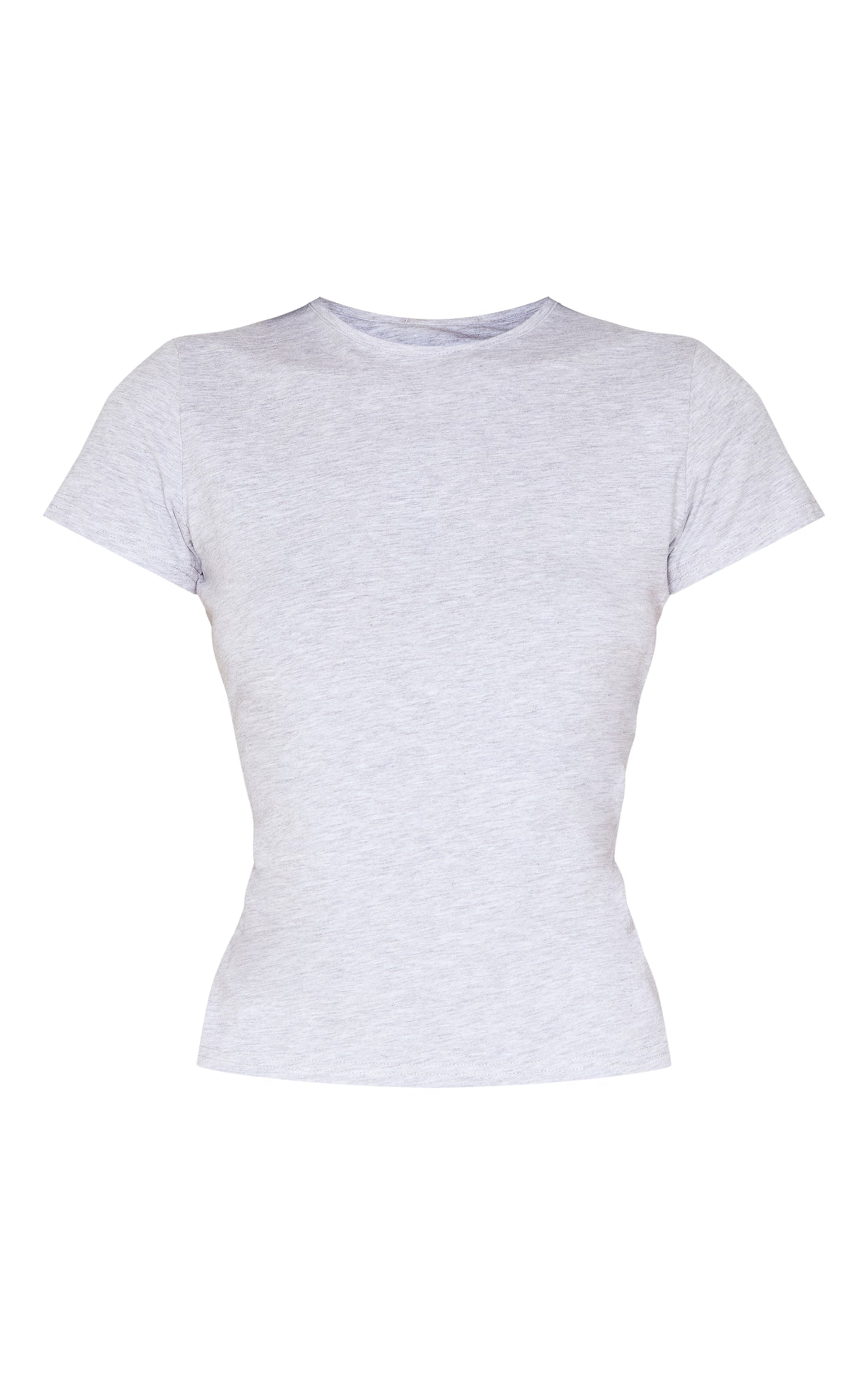 Basic Grey Marl Cotton Blend Fitted Crew Neck T Shirt