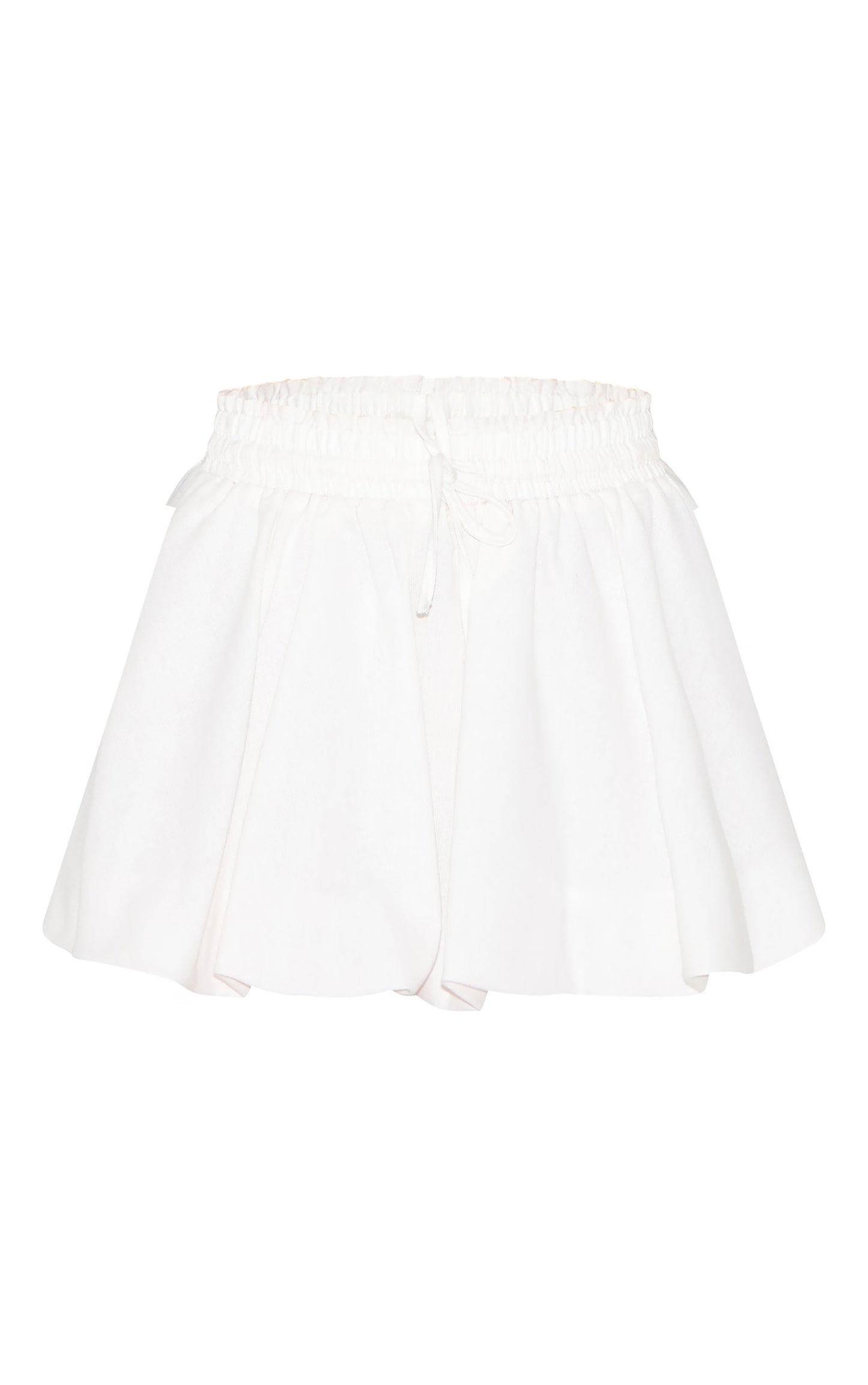 White Drawstring Puff Ball Skirt