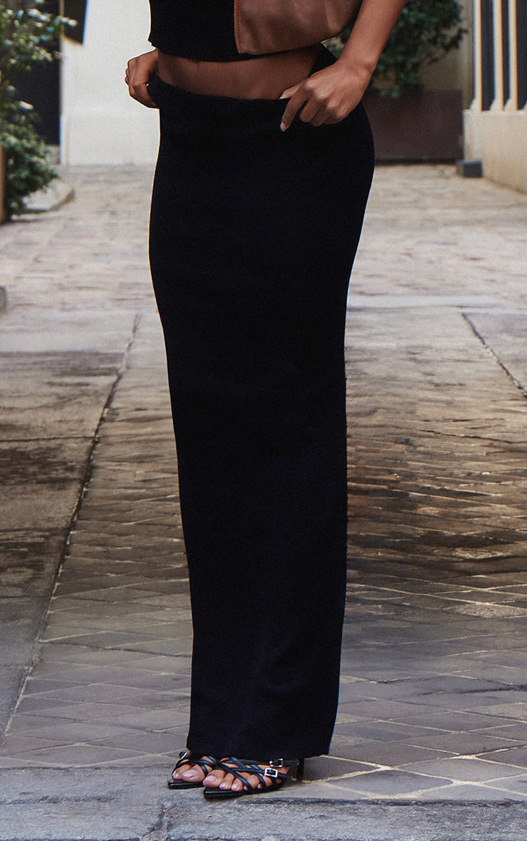Black Fine Knit Maxi Skirt
