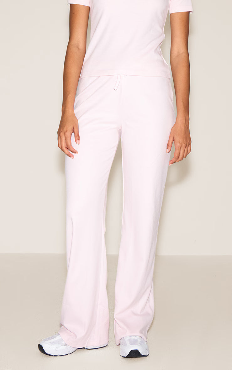 Baby Pink Low Rise Super Soft Skinny Flared Pants