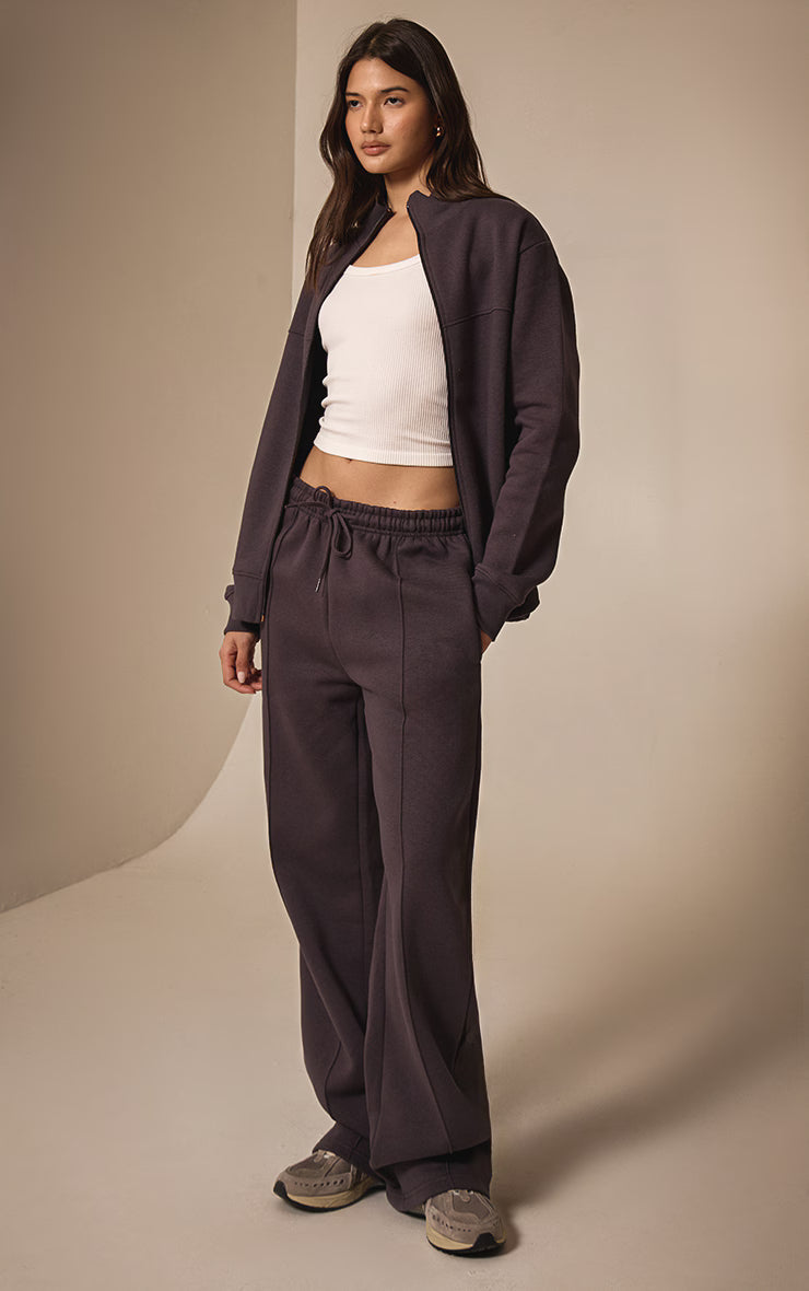 Charcoal Seam Detail Straight Leg Sweatpants