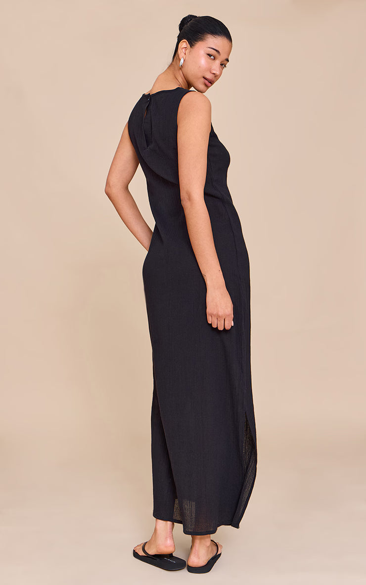 Black Cheesecloth Sleeveless Midaxi Dress