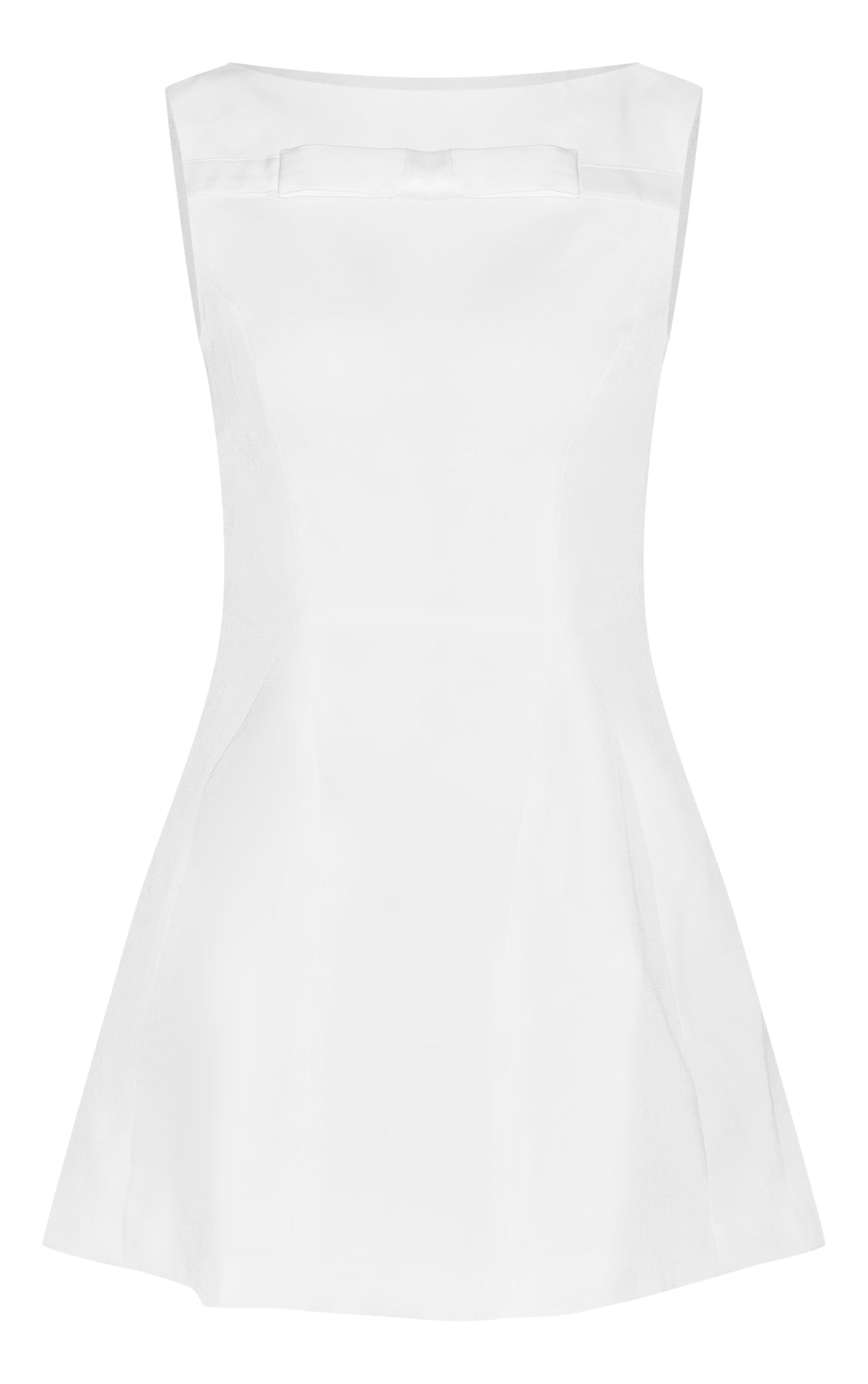 Premium White Tailored Bow Detail A-line Dress