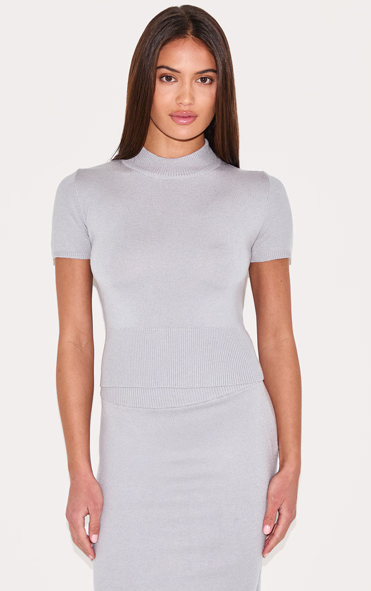Ash Grey Basic Knit T Shirt
