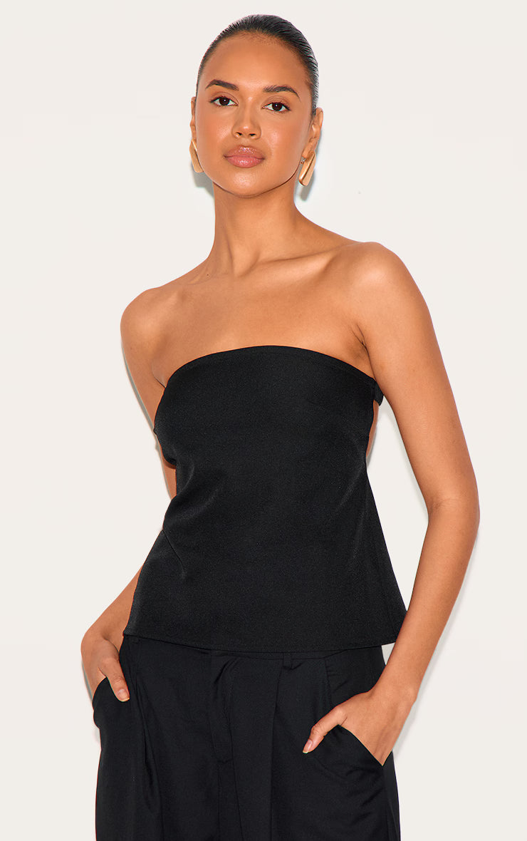 Black Boxy Woven Bandeau