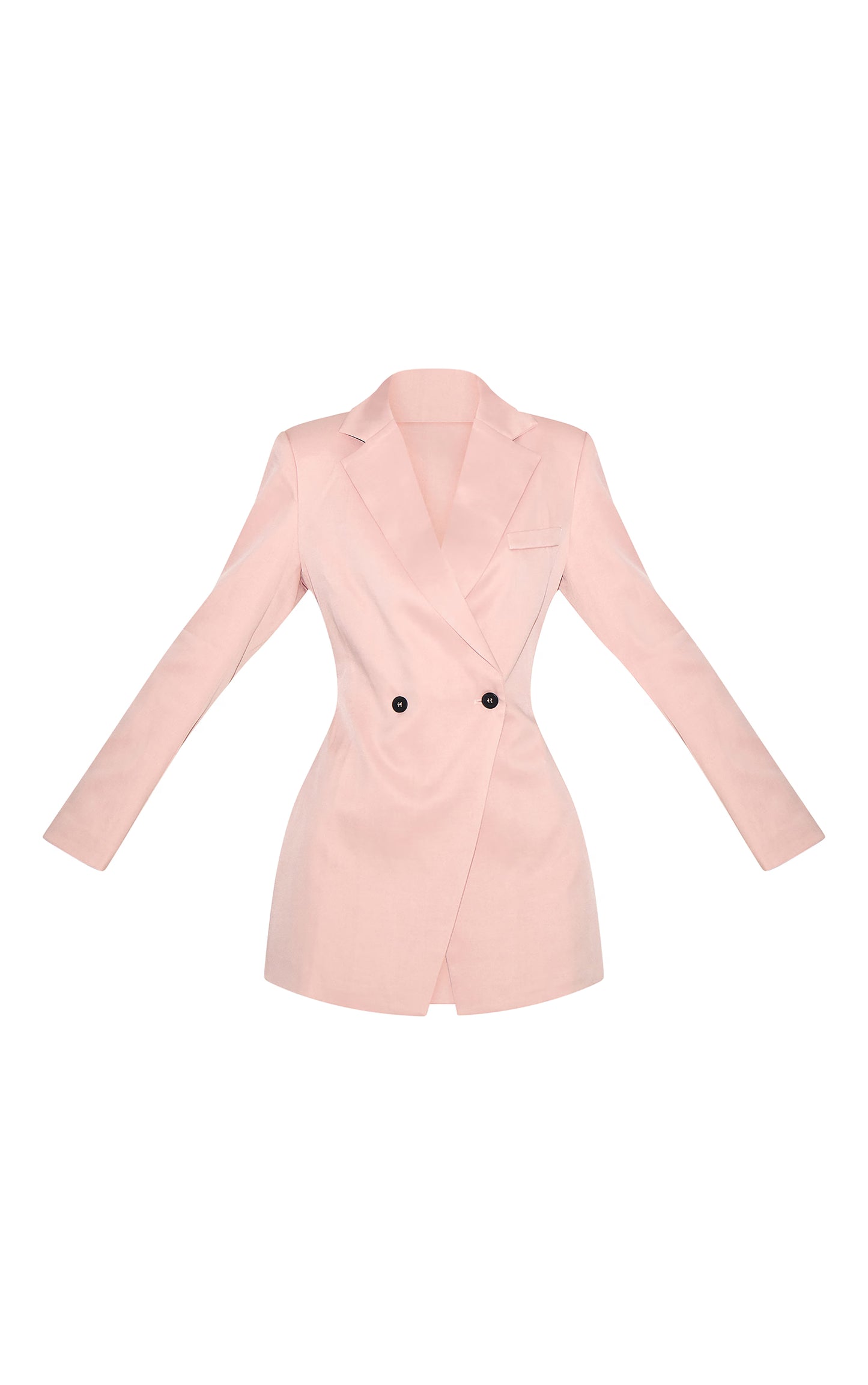 Baby Pink Woven Cinched Waist Blazer Dress