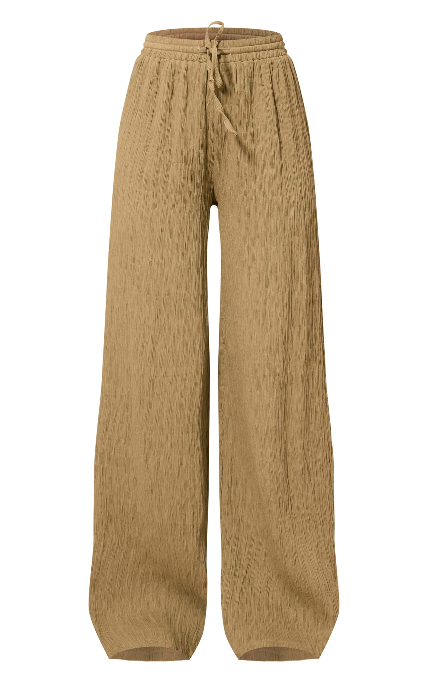 Chartreuse Textured Woven Drawstring Wide Leg Pant