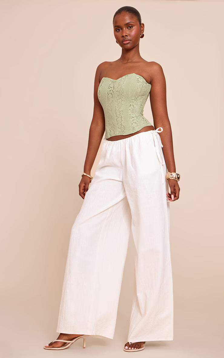 Sage Green Lace Boned Bandeau Corset Top