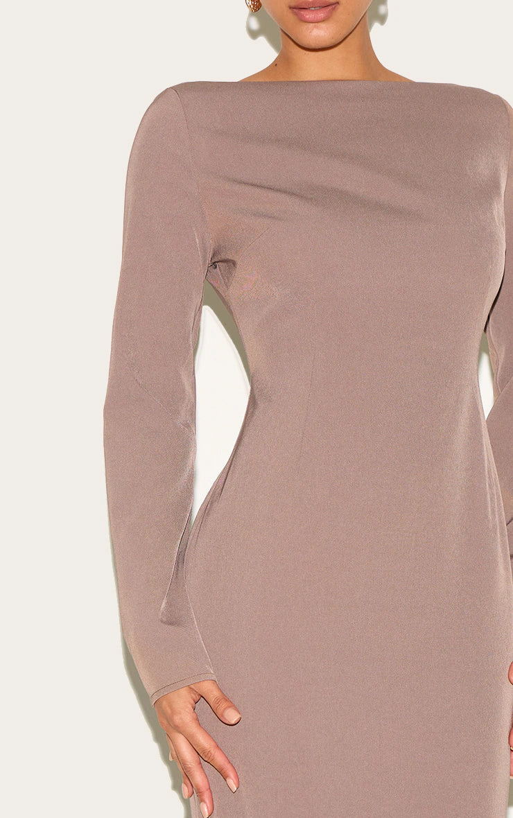 Mushroom Tailored Boat Neck Maxi Dress