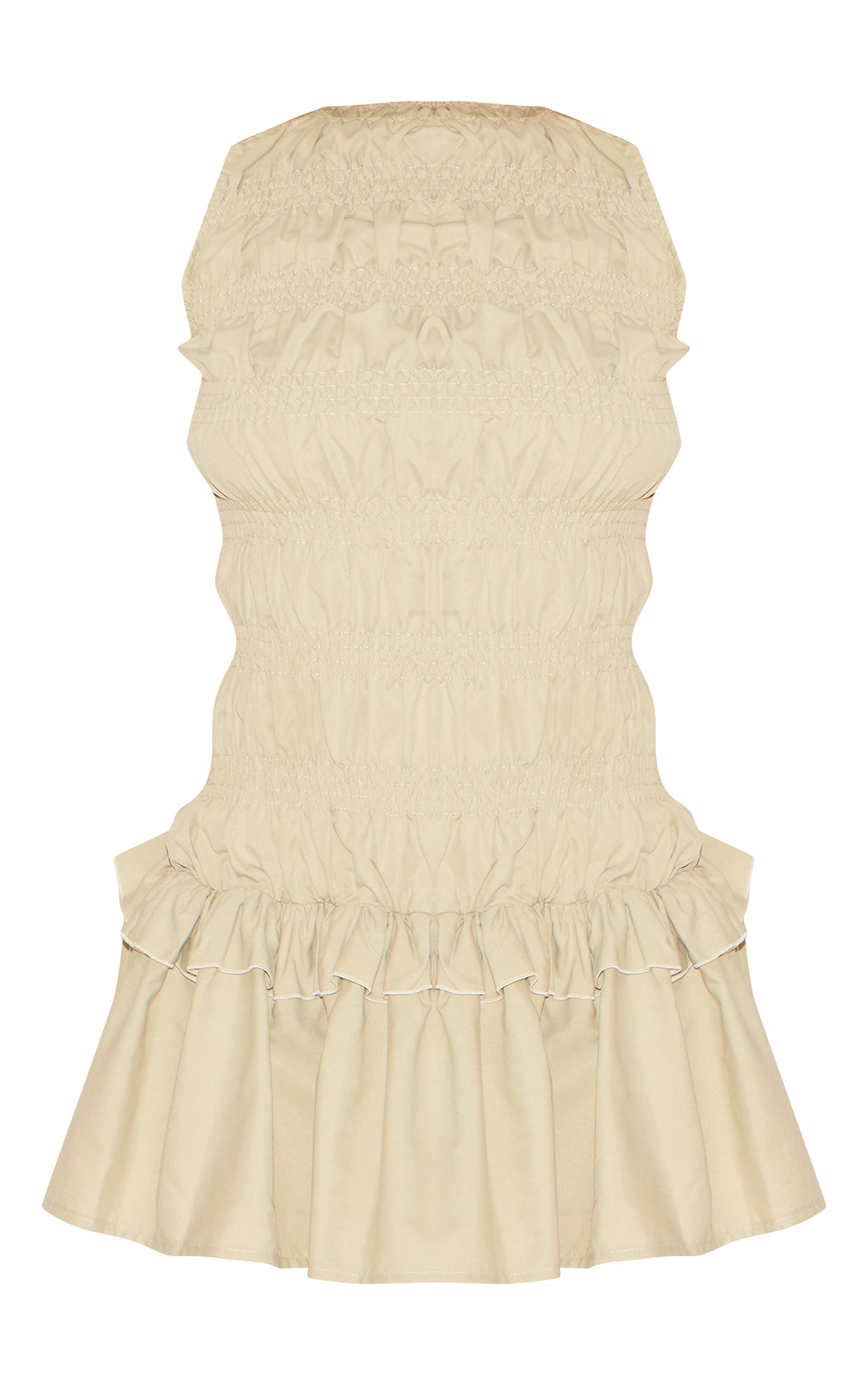 Sage Green Tailored Shirred Frill Shift Dress