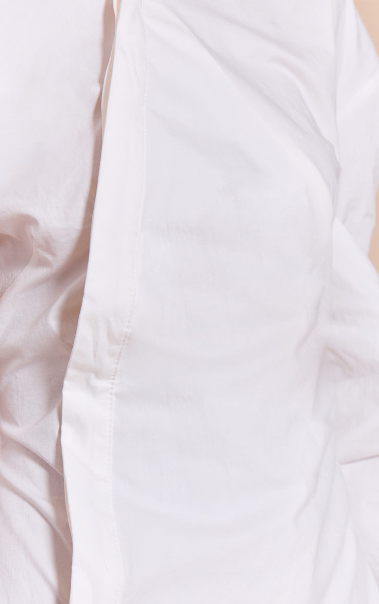 White Asymmetric Button Down Long Sleeve Shirt Dress